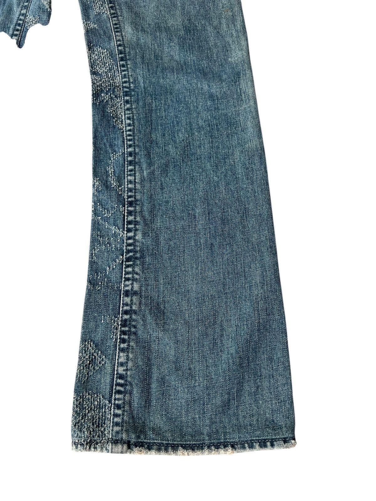 Handmade Mizra Hand Made in Japan Distressed Boro Denim Bootcut Jeans Size US 30 / EU 46 - 20 Thumbnail
