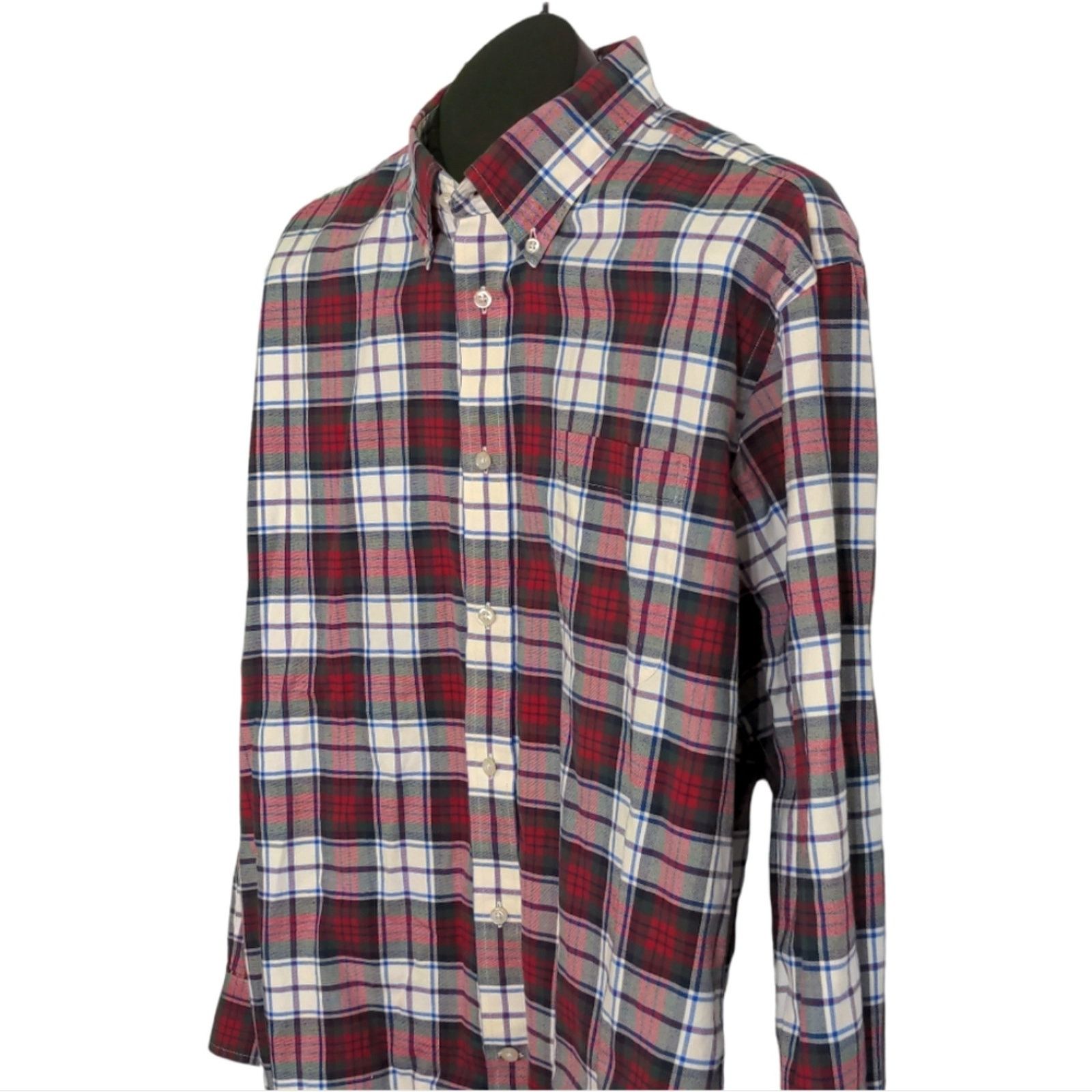 Lands' End LANDS' END Tailored Red Plaid Button Down Shirt Men's 17-33 Size US XL / EU 56 / 4 - 5 Thumbnail