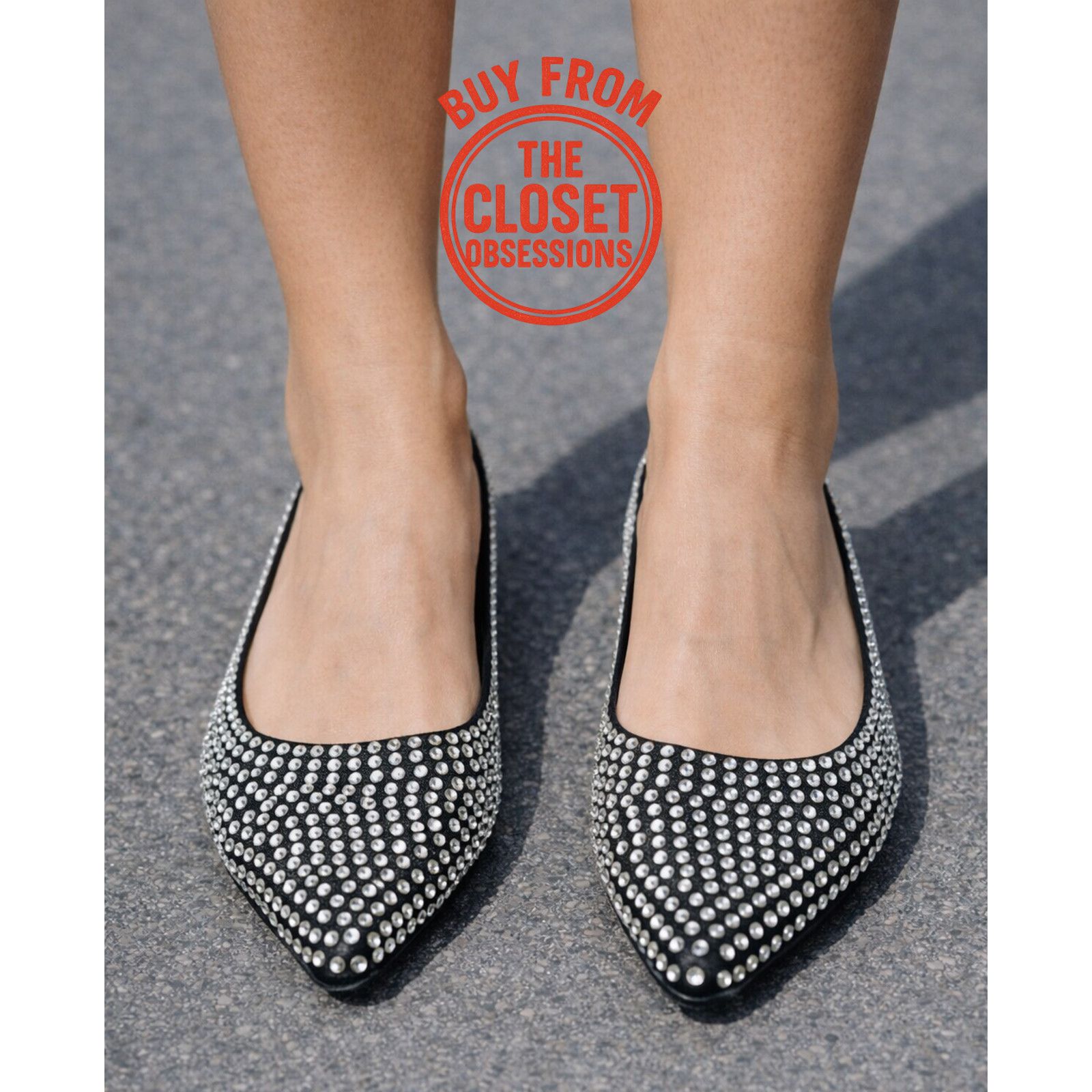 Zara Zara Rhinestone Pointed Toe Flats Sparkle Ballet Flats Size US 8 / IT 38 - 6 Thumbnail