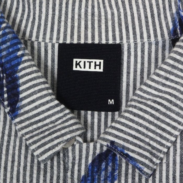 Kith KITH Feather Seersucker Camp Shirt Blue Gray White Striped