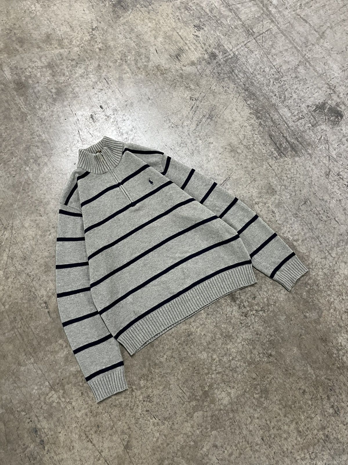 Polo Ralph Lauren × Vintage Polo Ralph Lauren vintage stripped 1/4 zip sweater knit Size US M / EU 48-50 / 2 - 3 Thumbnail