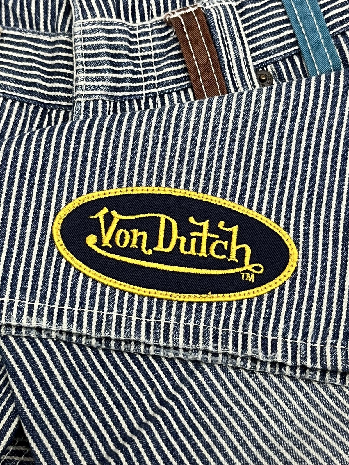 Von Dutch 🔥90’s VON DUTCH Double Waist Hickory Stripes Denim Shorts Size US 30 / EU 46 - 2 Thumbnail