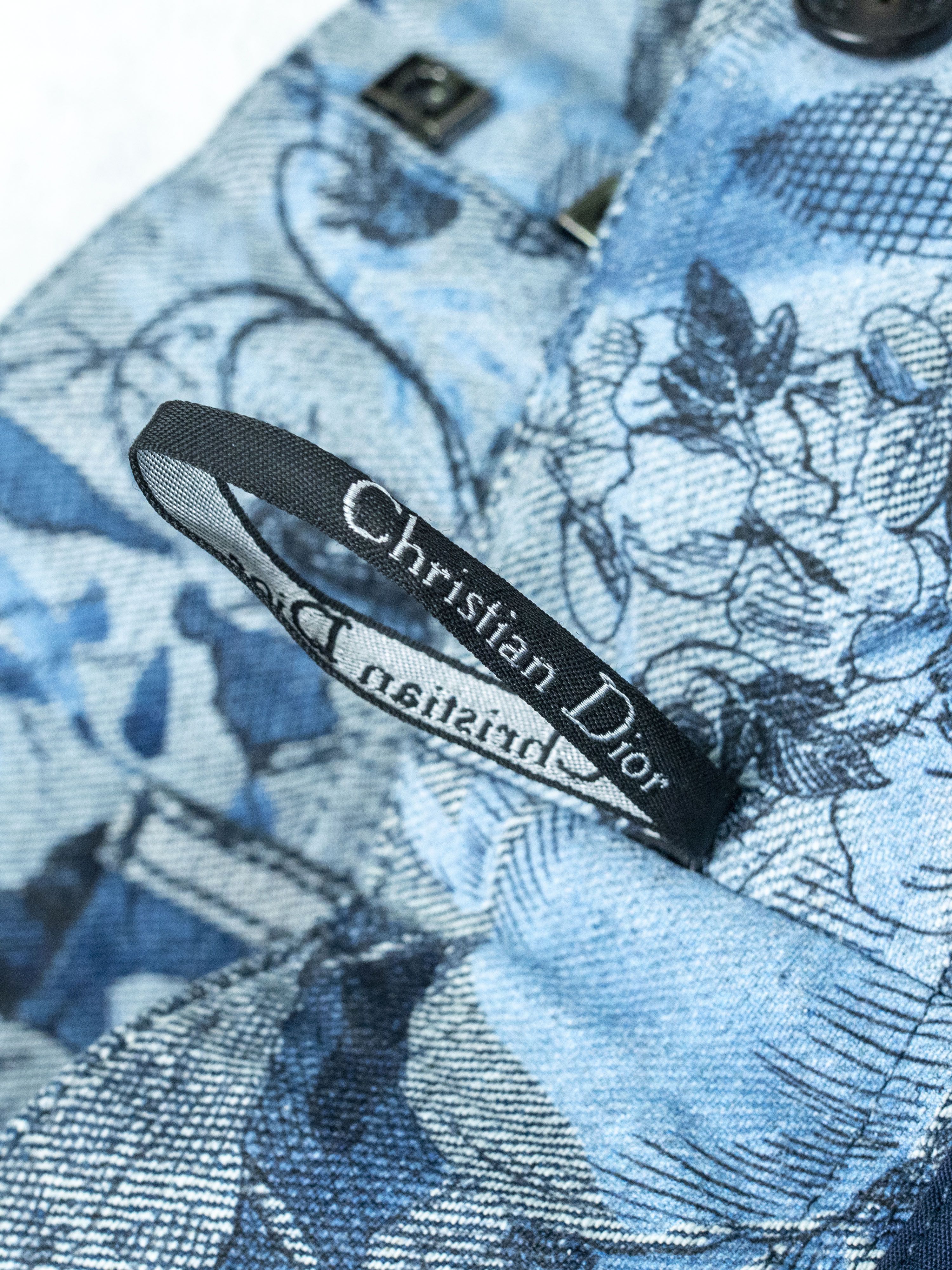 Dior Christian Dior Blue Overall Botanical Printed Denim Shorts Size 25" / US 0 / IT 36 - 6 Thumbnail