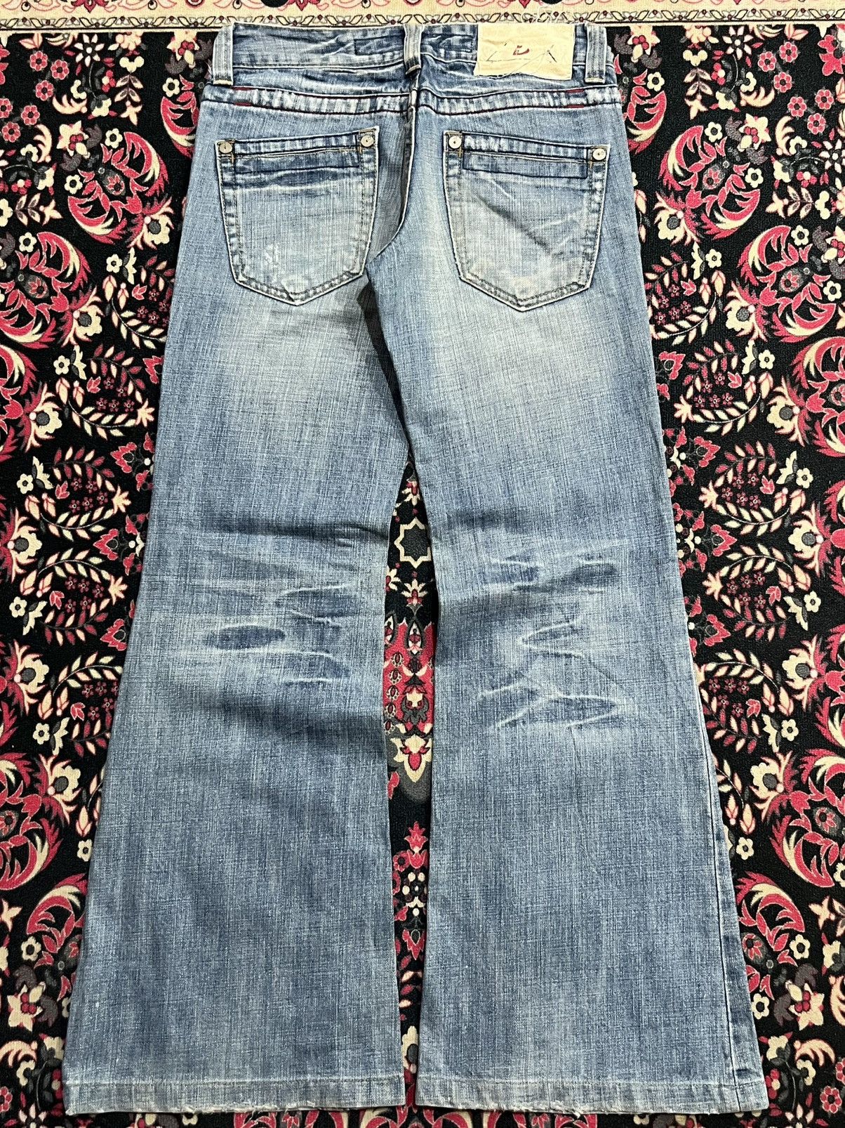 If Six Was Nine Japanese Brand Drive Jeans Blue Washed Distress Flare Dennim Size 26" / US 2 / IT 38 - 2 Thumbnail