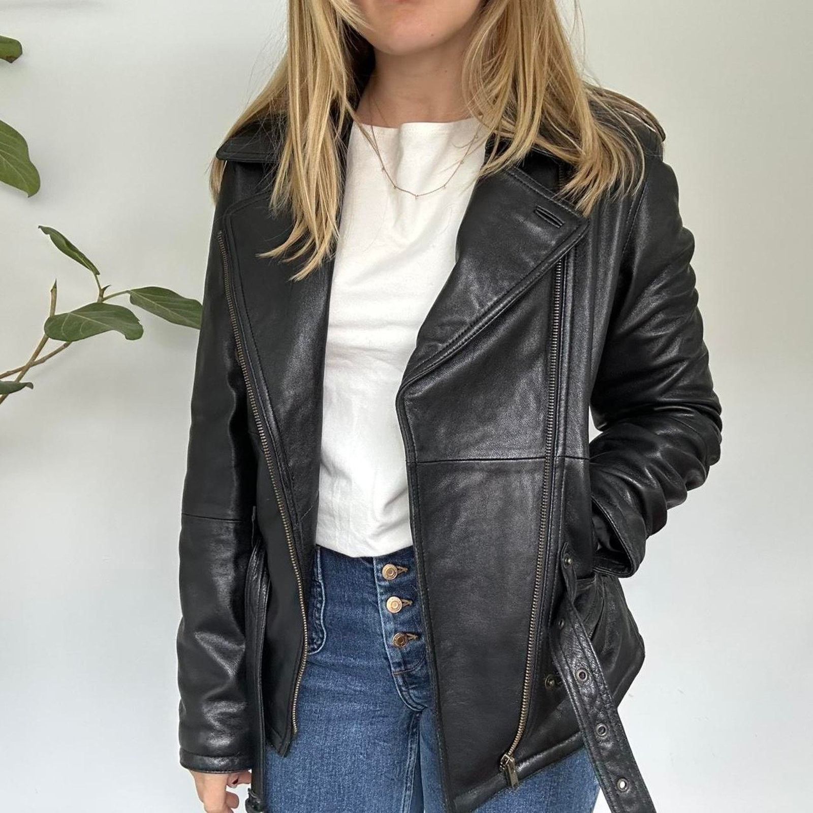 NWT Black Leather Moto Jacket (S)