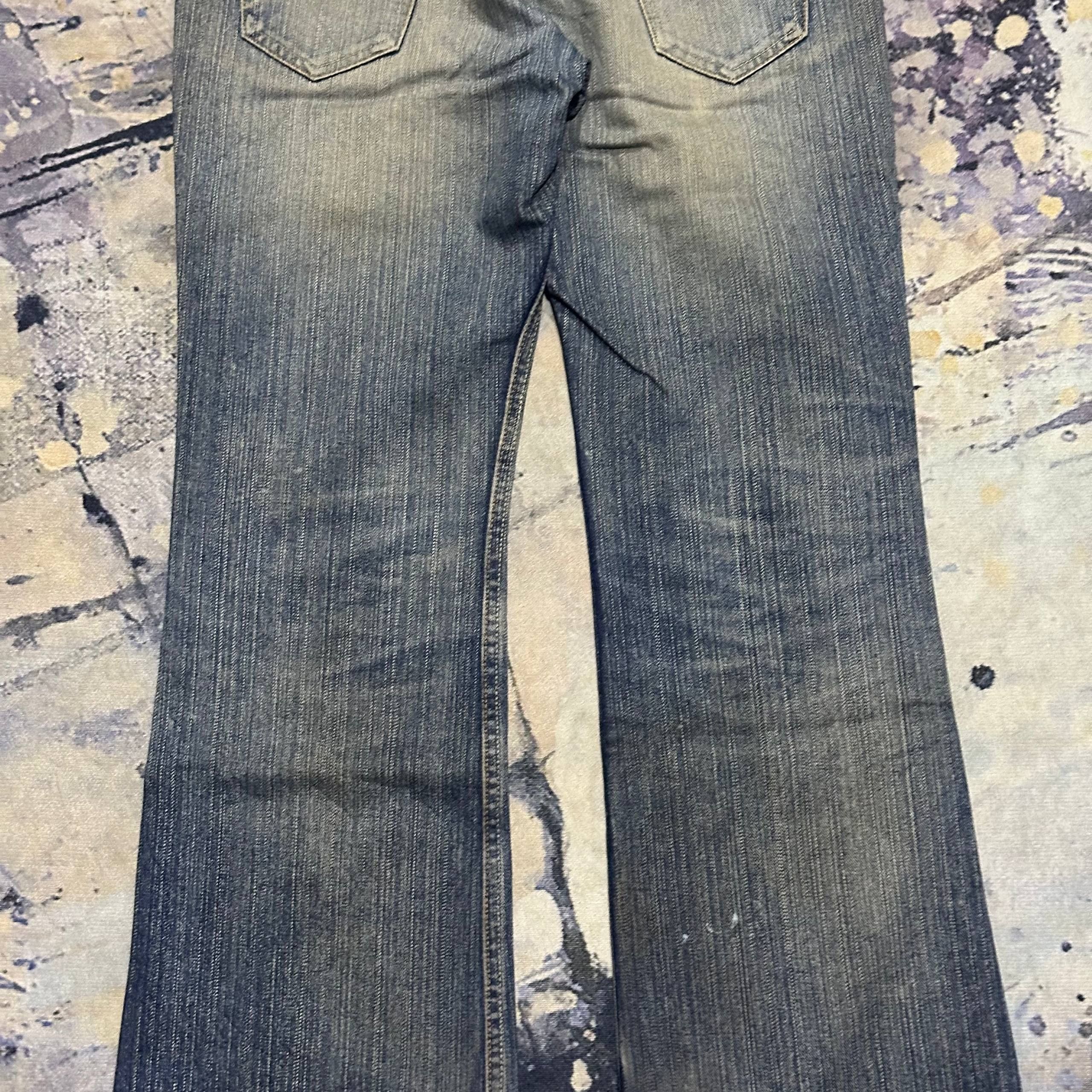 Japanese Brand 2000s Gogmagog Japan Distressed Flared Grommet Rivet Jeans Size US 34 / EU 50 - 11 Thumbnail