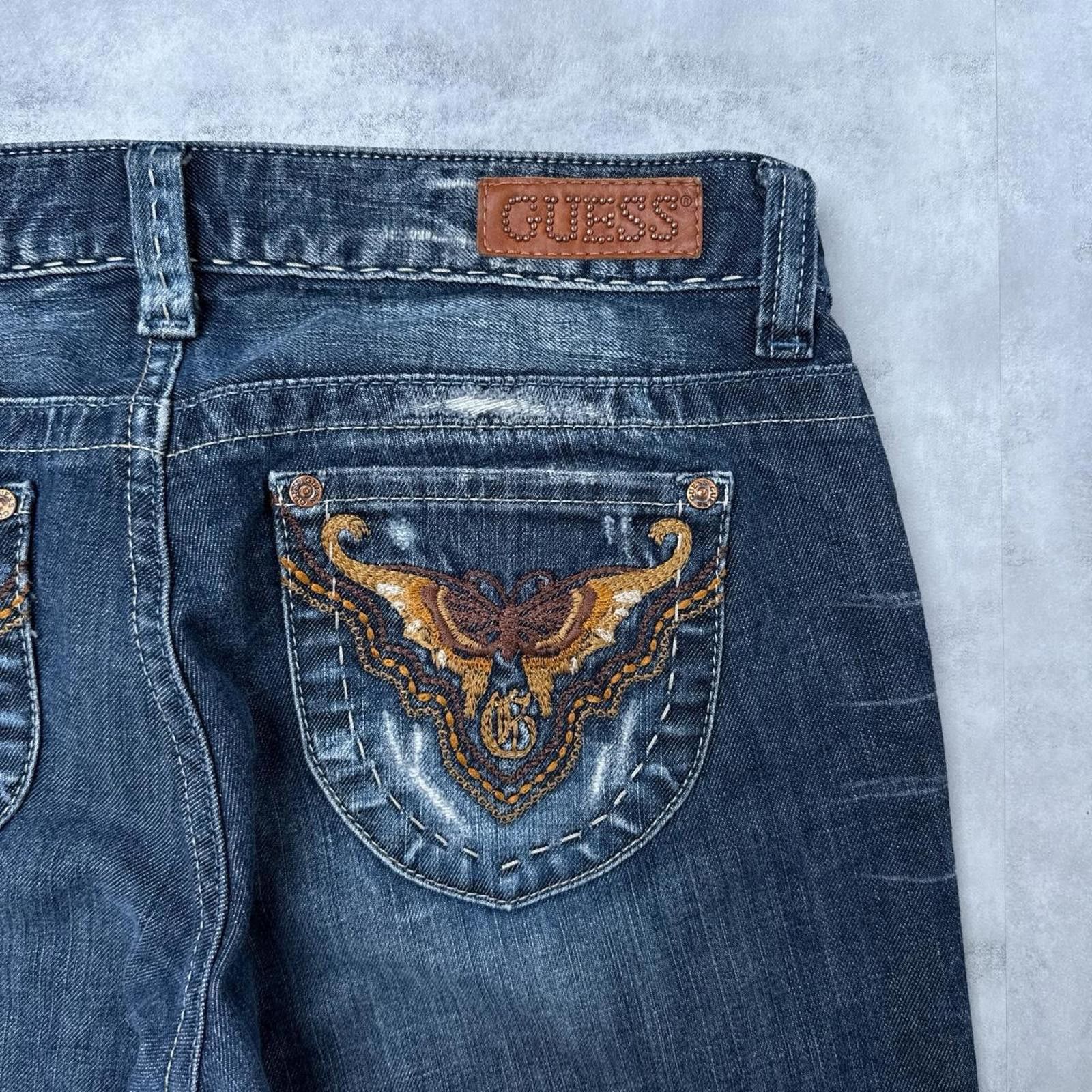 Guess Y2K Guess 00s Denim Flared Embroidered Jeans Size 27" / US 4 / IT 40 - 6 Thumbnail