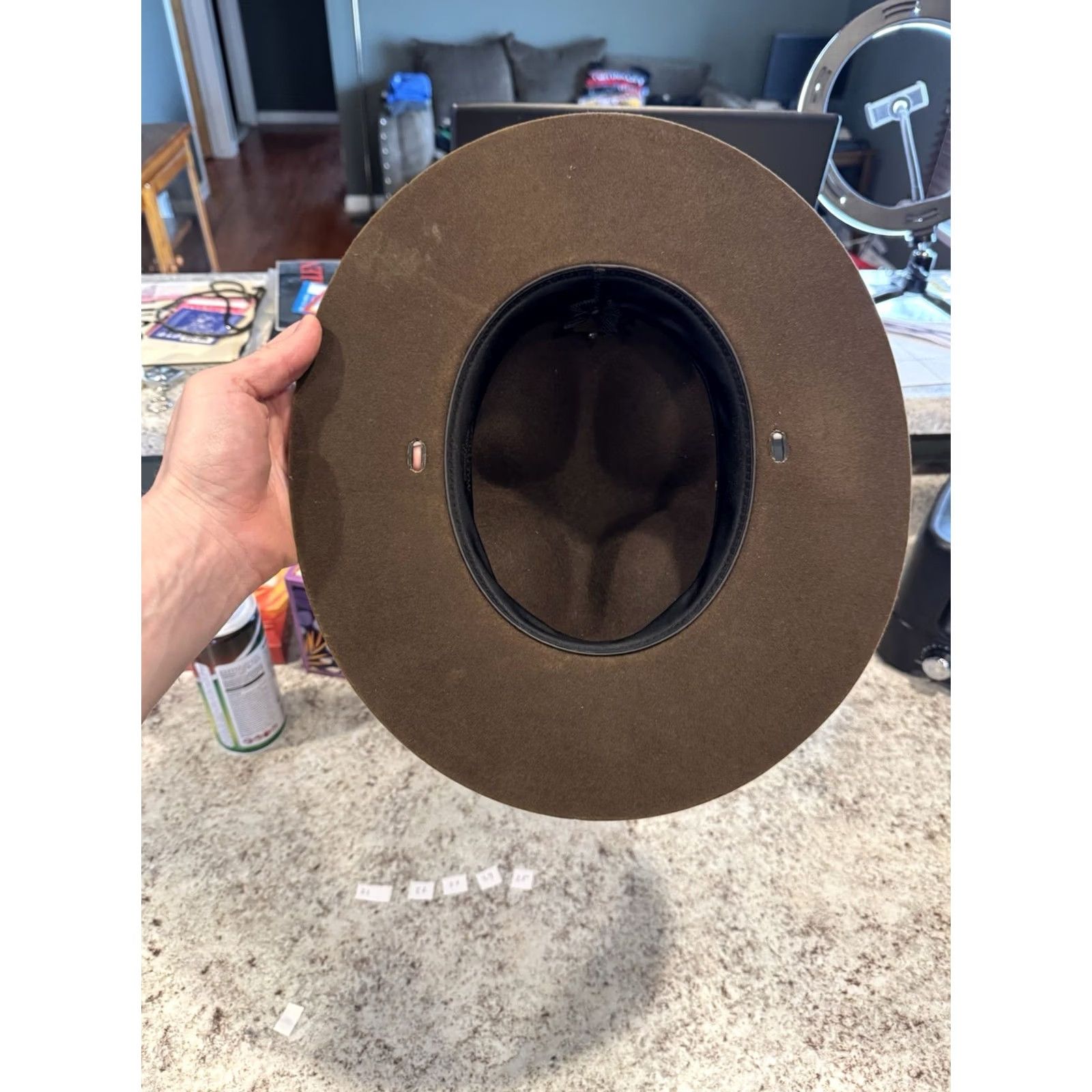 FELT Vintage Stratton USA Wool Felt Drill Sergeant Instructor Hat 7 Self Forming Size ONE SIZE - 6 Thumbnail