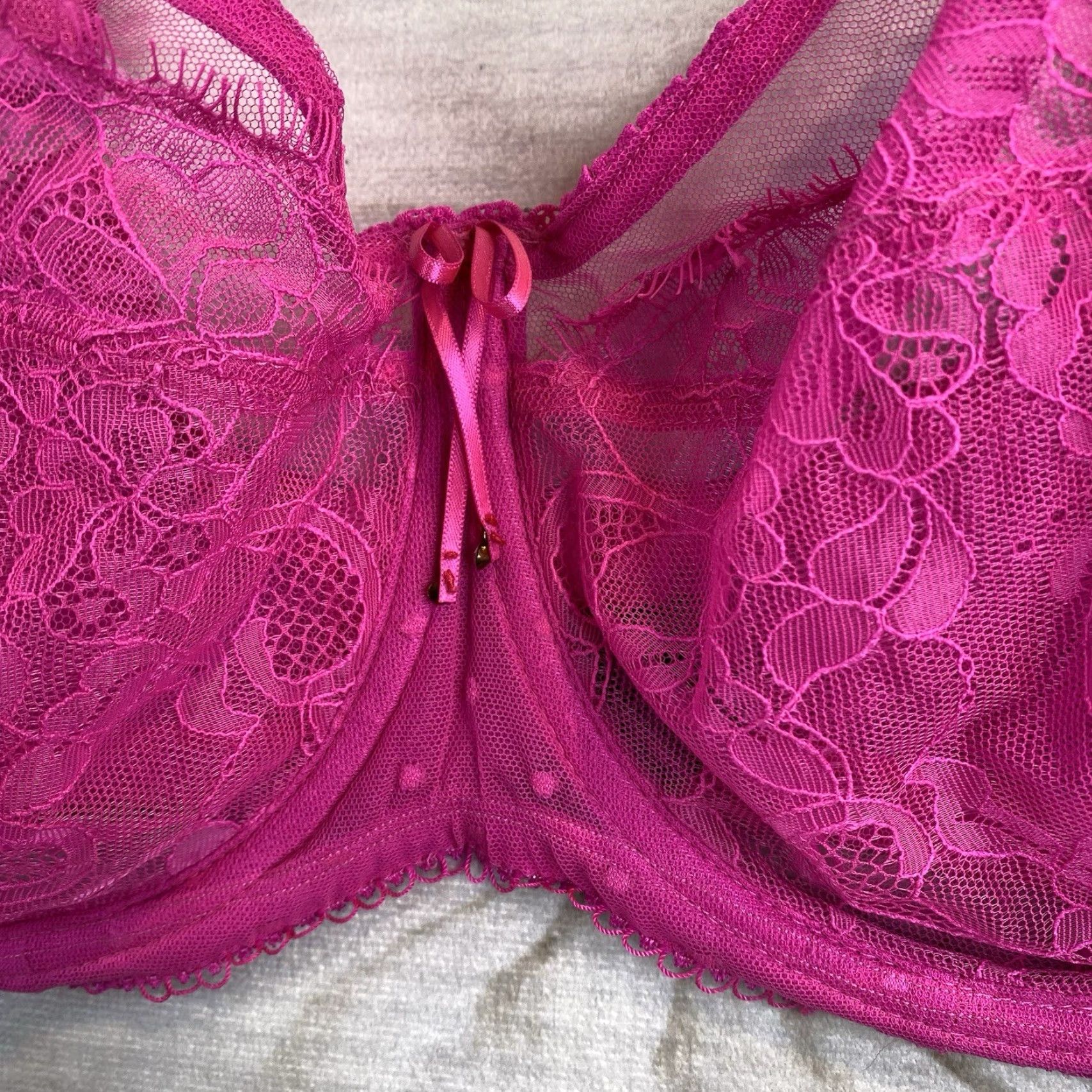 Pinko Smart&Sexy Bra Womens 38DDD Pink Lace Underwire Back Closure Demi Size ONE SIZE - 2 Thumbnail