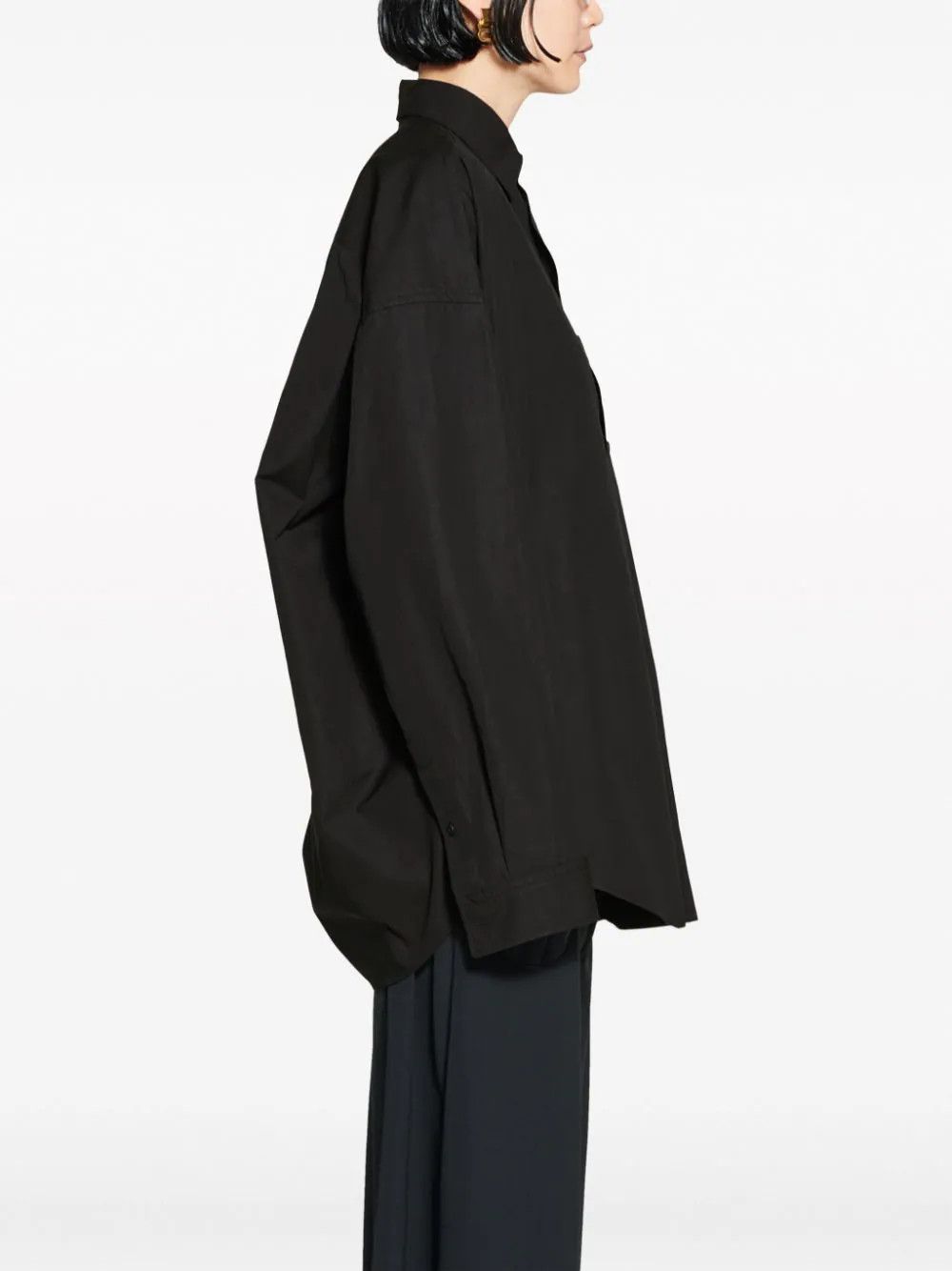 Balenciaga o1mt1gz0924 Cocoon Shirt Large Fit in Black Size M / US 6-8 / IT 42-44 - 3 Thumbnail