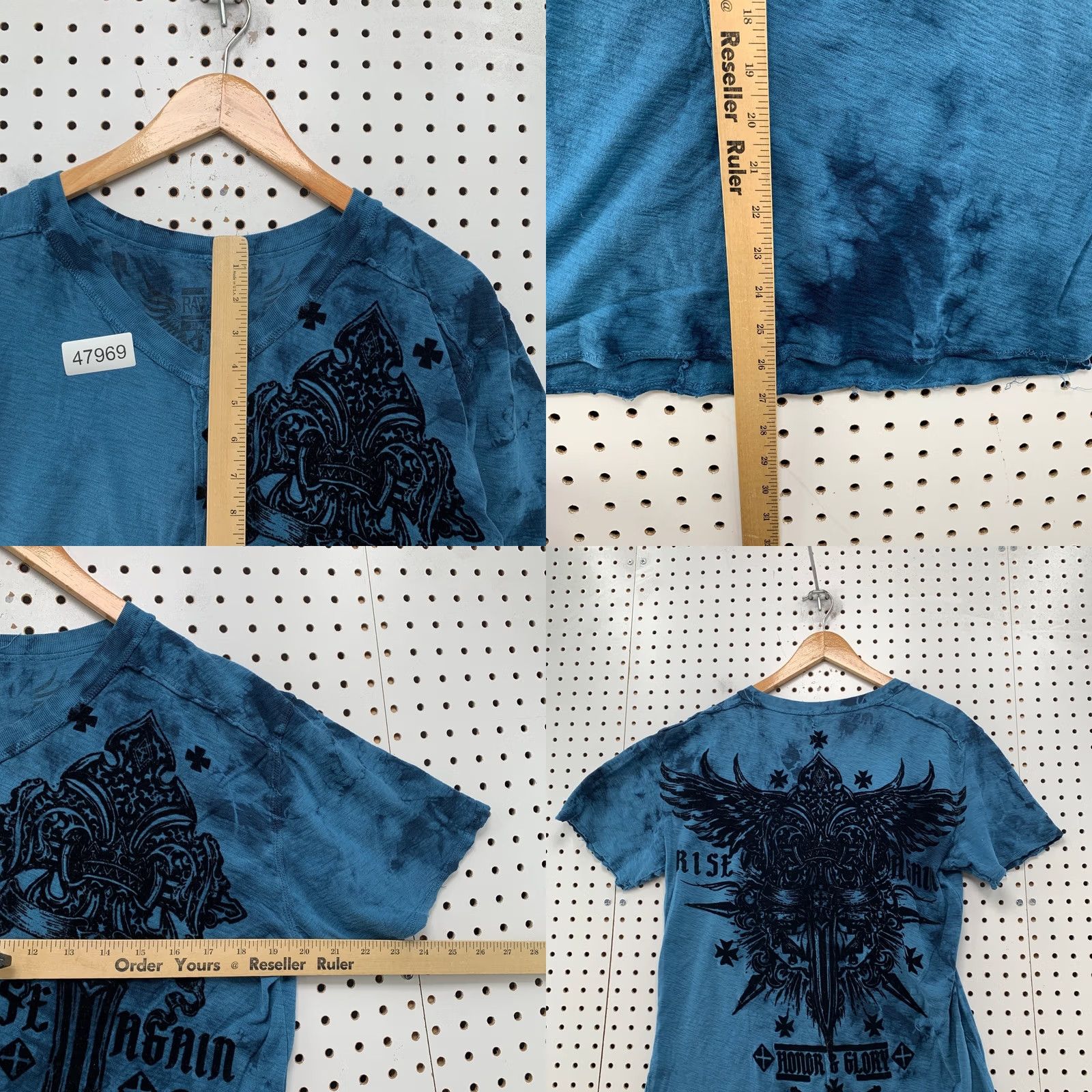 Southpole VINTAGE Southpole Shirt Mens M Blue Gothic Cross Wings Y2K Graphic Print Short Sleeve Crew Neck Size US M / EU 48-50 / 2 - 8 Thumbnail