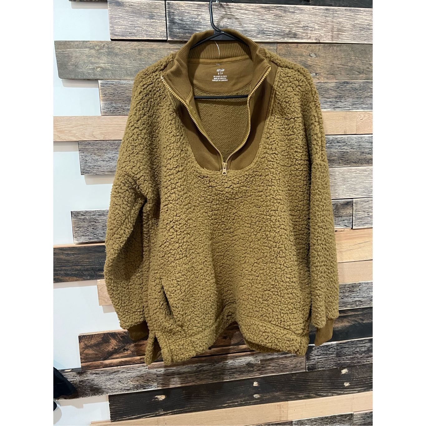 Other Aerie NWOT half zip mustard yellow long sleeve Sherpa sweatshirt Sz Small Size S / US 4 / IT 40 - 2 Thumbnail