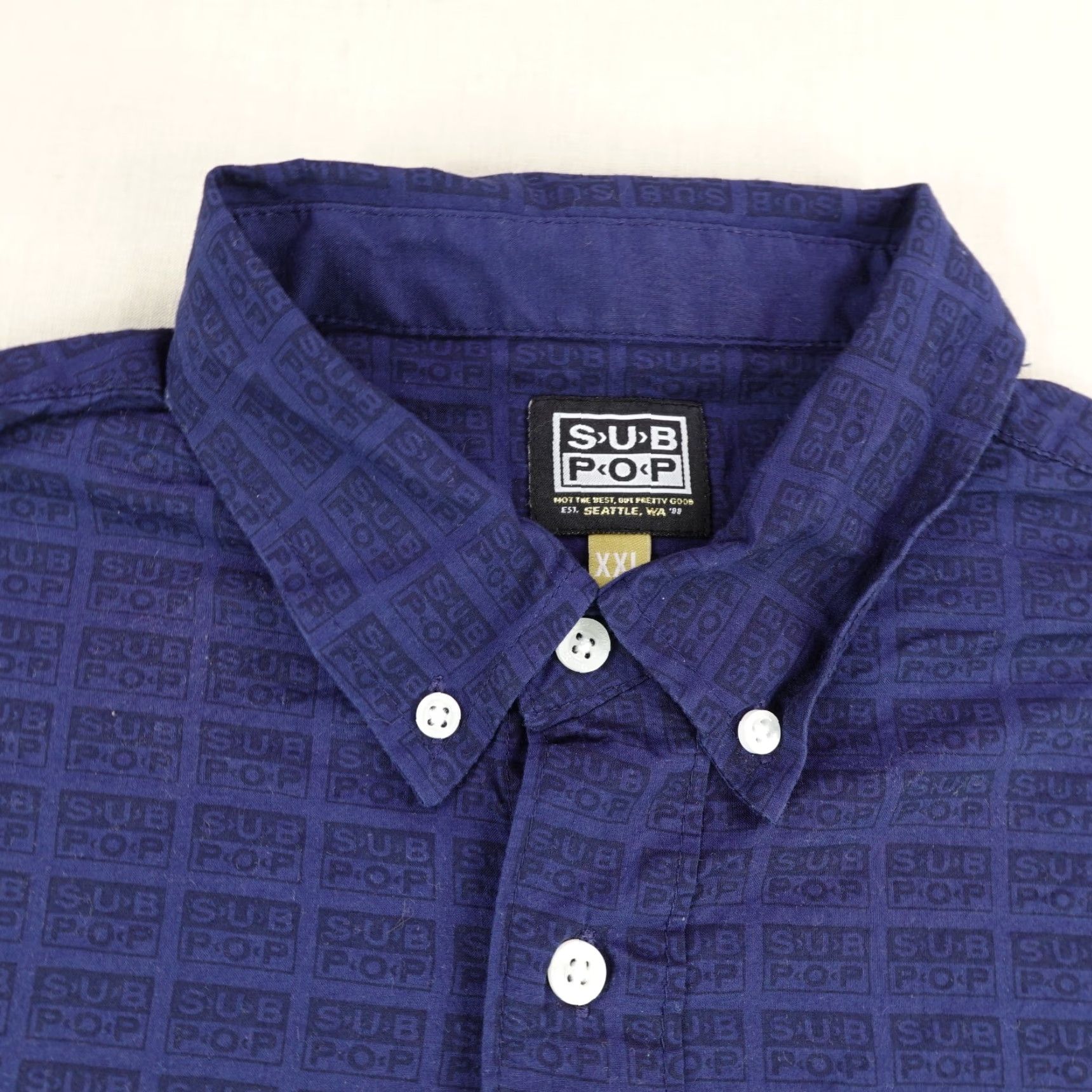 Vintage VINTAGE SUB POP Shirt Mens 2XL Blue Button-Up Rock Grunge All-Over Print 90s Mens Size US XXL / EU 58 / 5 - 2 Thumbnail