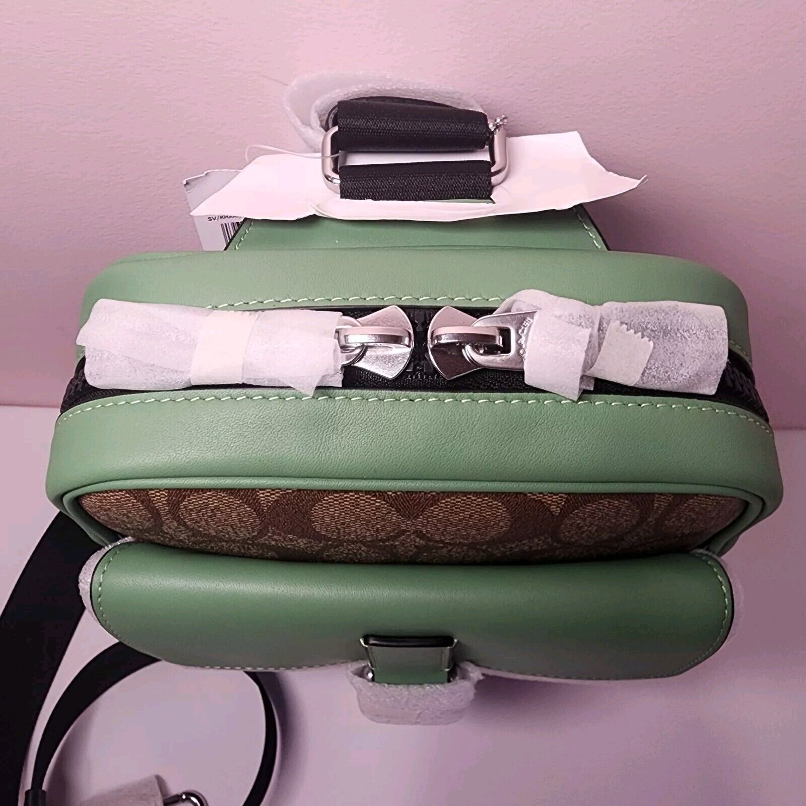 Coach NWT Coach CR268 Track Pack Colorblock Signature Soft Green Size ONE SIZE - 6 Thumbnail