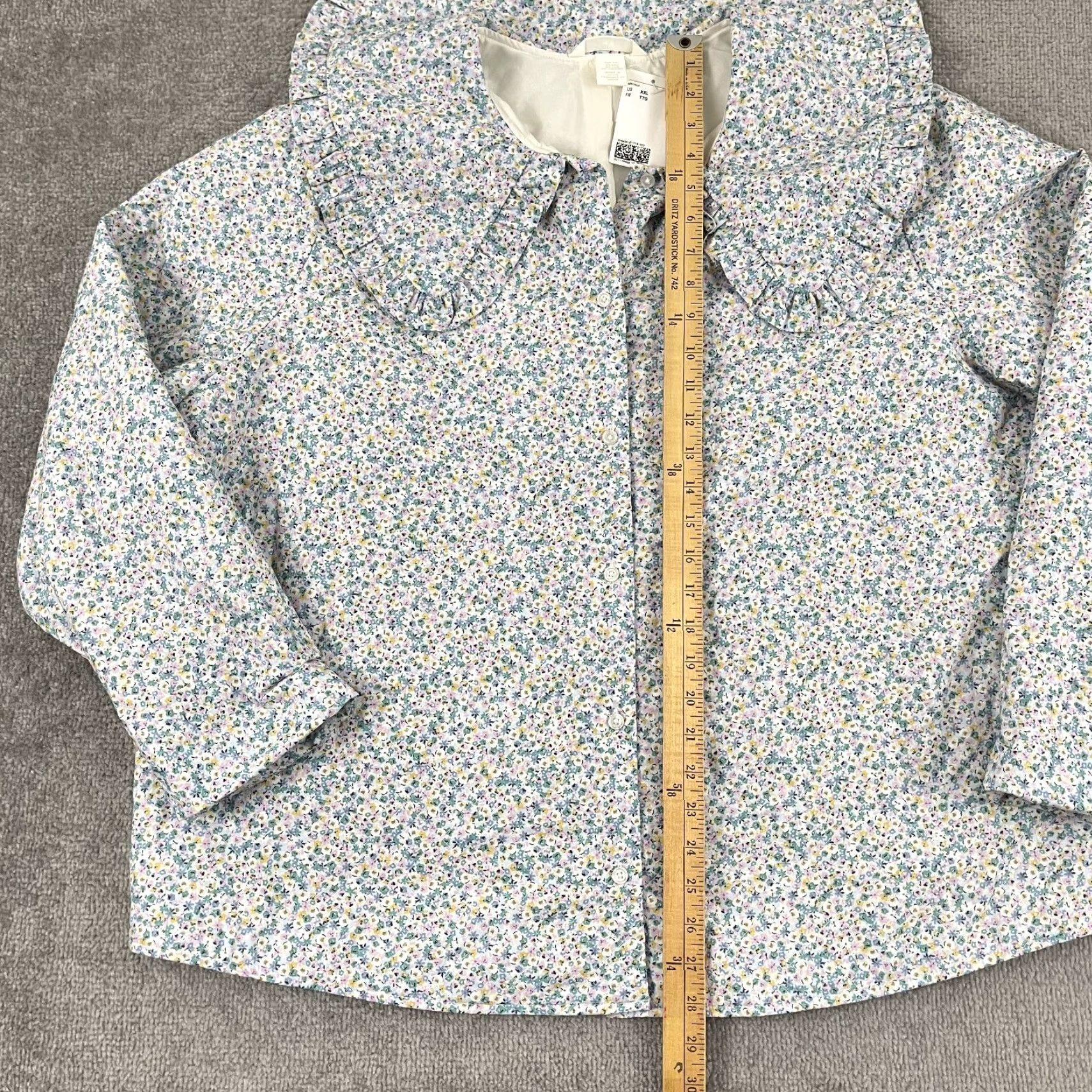 H&M VINTAGE H&M Shirt Jacket Women 2XL Floral Button-Up Ruffle Frill Casual Outfits Size XXL / US 16-18 / IT 52-54 - 3 Thumbnail