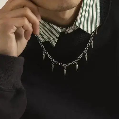 Jewelry Chains Cone Necklace in Silver, Men's