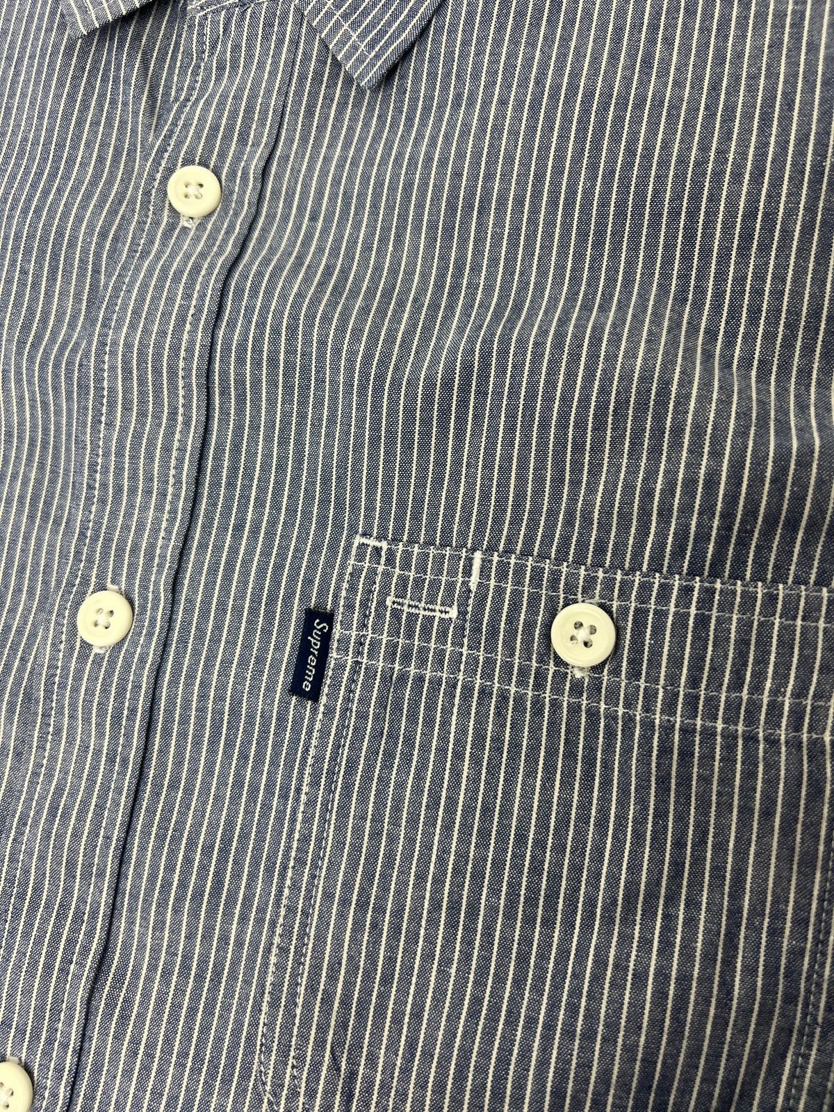 Striped Light Wash Button Up Down