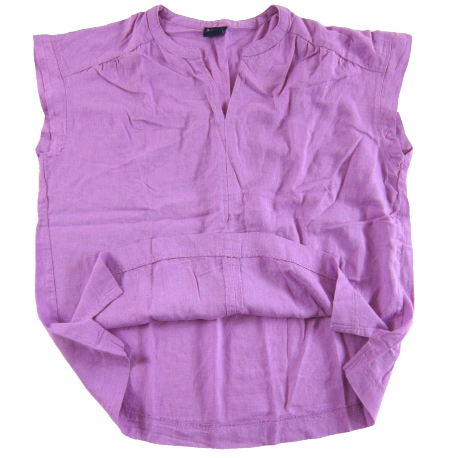 Splendid Splendid Blouse Women Medium Purple Cap Sleeve V-Neck Boxy Linen Cotton Blouse Size M / US 6-8 / IT 42-44 - 2 Thumbnail