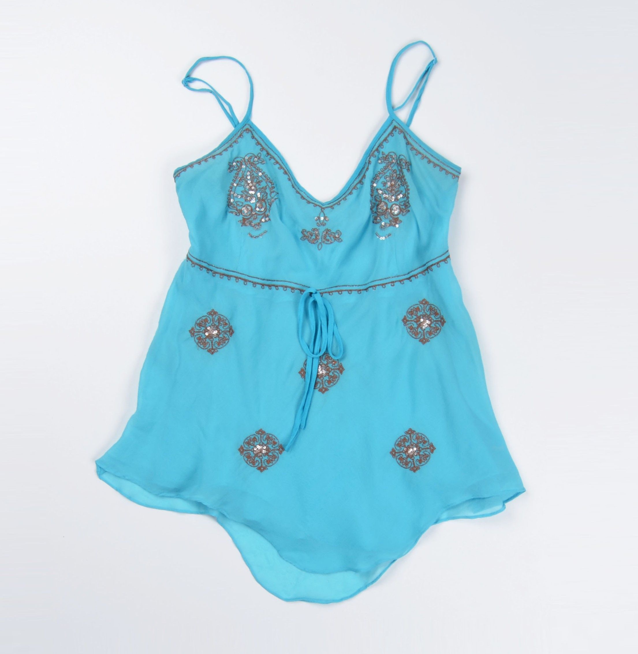 Vintage Vintage Yes or No Y2K Silk Beaded Fairy Mesh Top Size L / US 10 / IT 46 - 4 Thumbnail