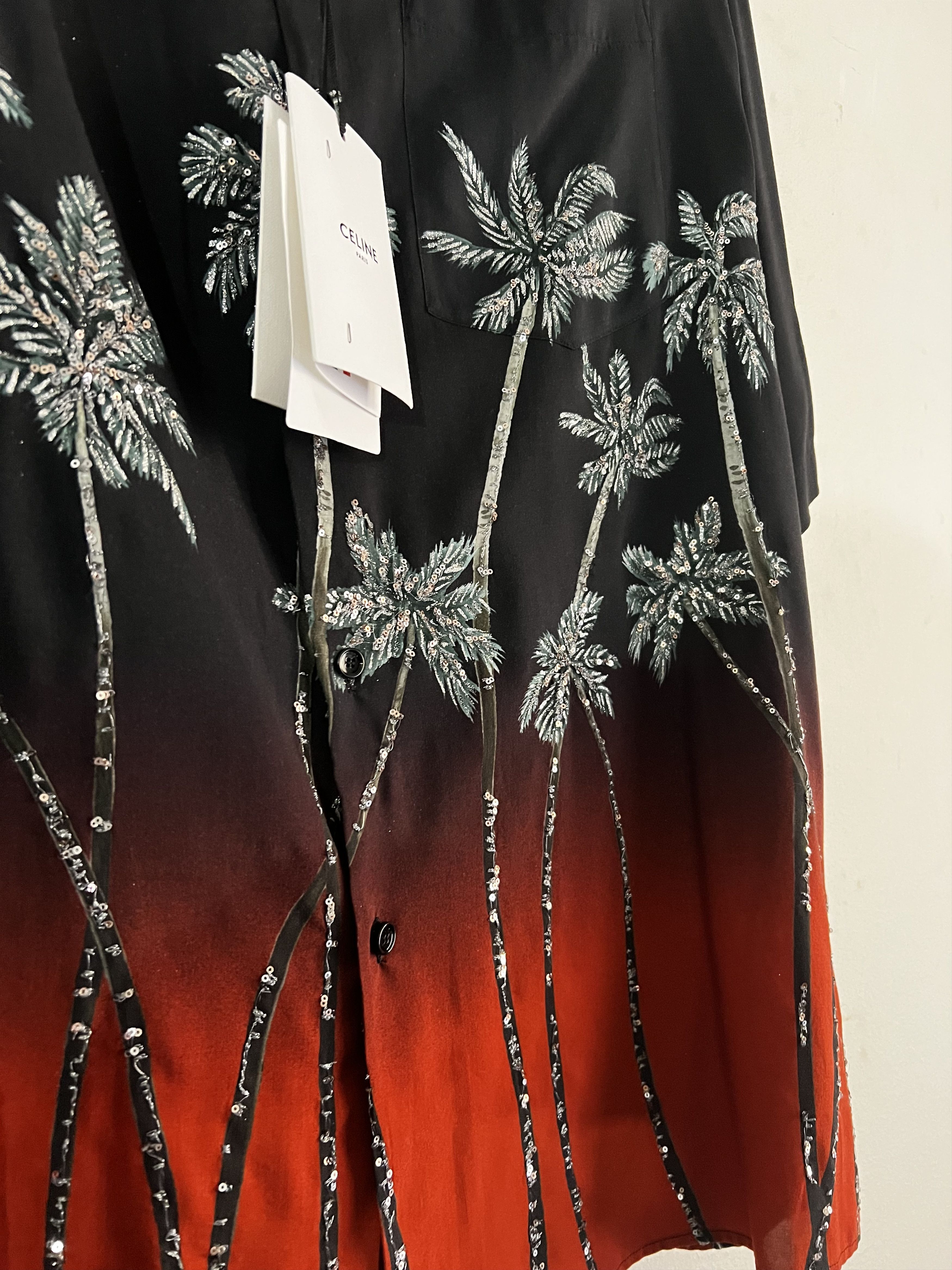 Celine × Hedi Slimane Palm Embroidered Short Sleeved Shirt Size US M / EU 48-50 / 2 - 5 Thumbnail