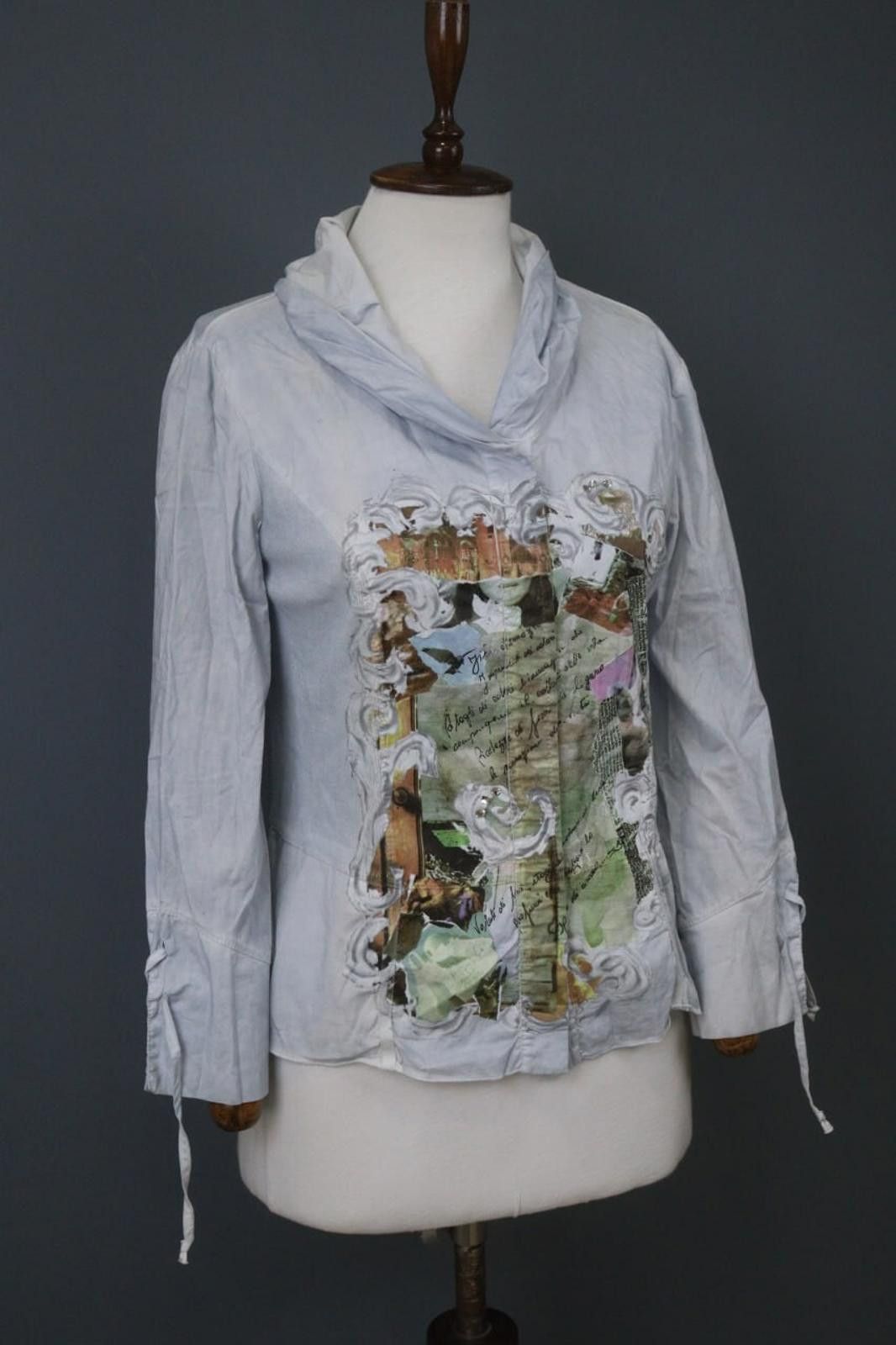 Bottega Veneta Bottega Blue Cotton Graphic Print Lace Up Blouse Top Size S Size S / US 4 / IT 40 - 9 Thumbnail