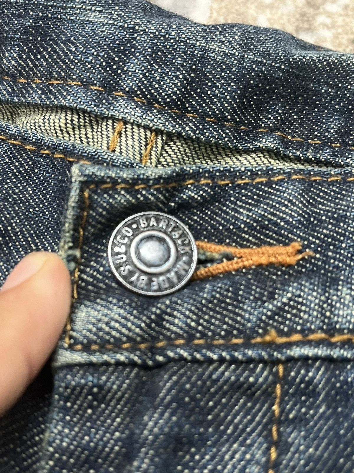Japanese Brand Bartack Work Denim Jeans Pocket Tape