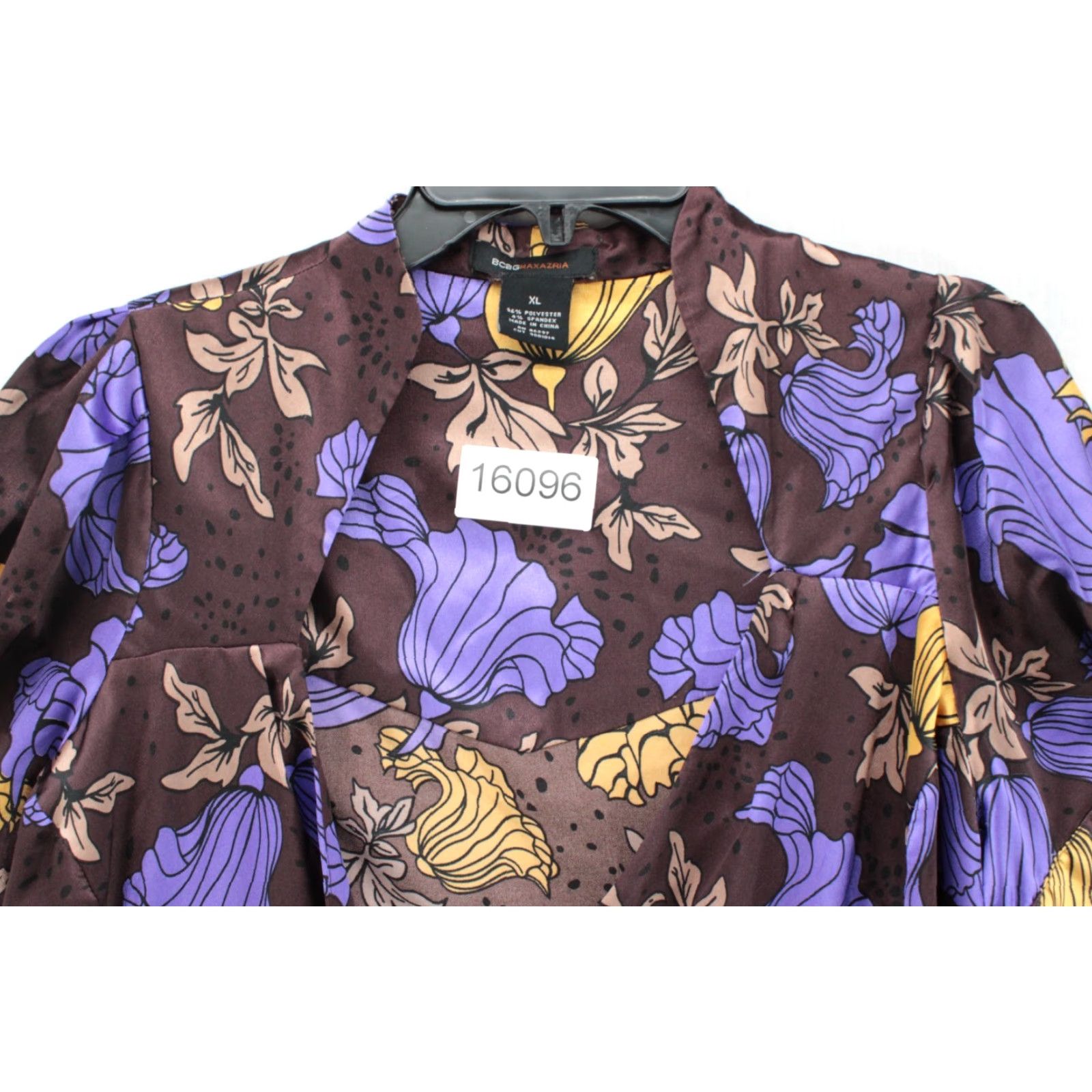 Bcbgmaxazria VINTAGE BCBGMAXAZRIA Blouse Women's XL Floral Purple Brown Y2K Fairy Faux Wrap Blouse Size XL / US 12-14 / IT 48-50 - 8 Thumbnail