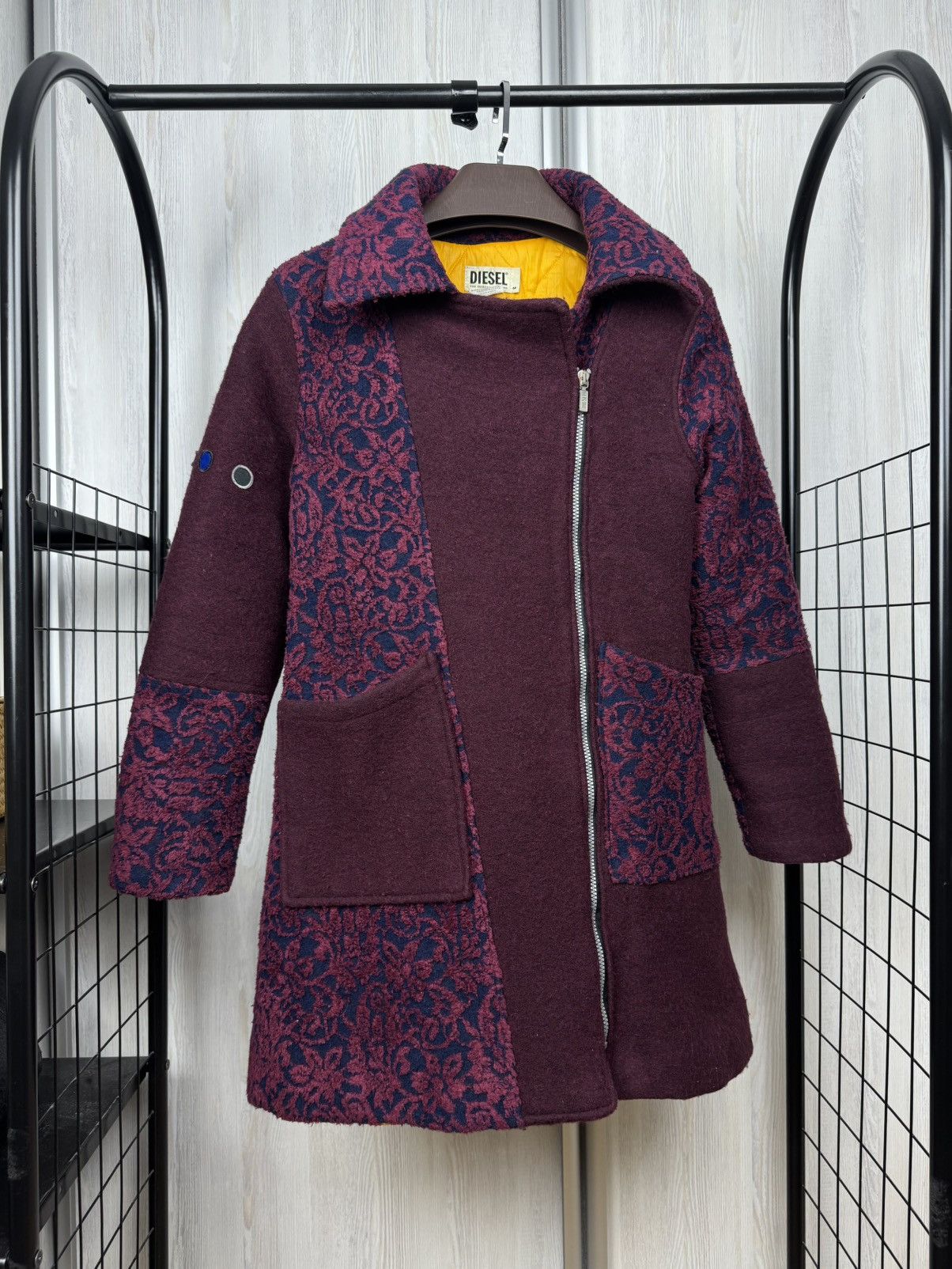 Diesel Diesel vintage 90s y2k burgundy biker wool coat patchwork Size M / US 6-8 / IT 42-44 - 1 Thumbnail