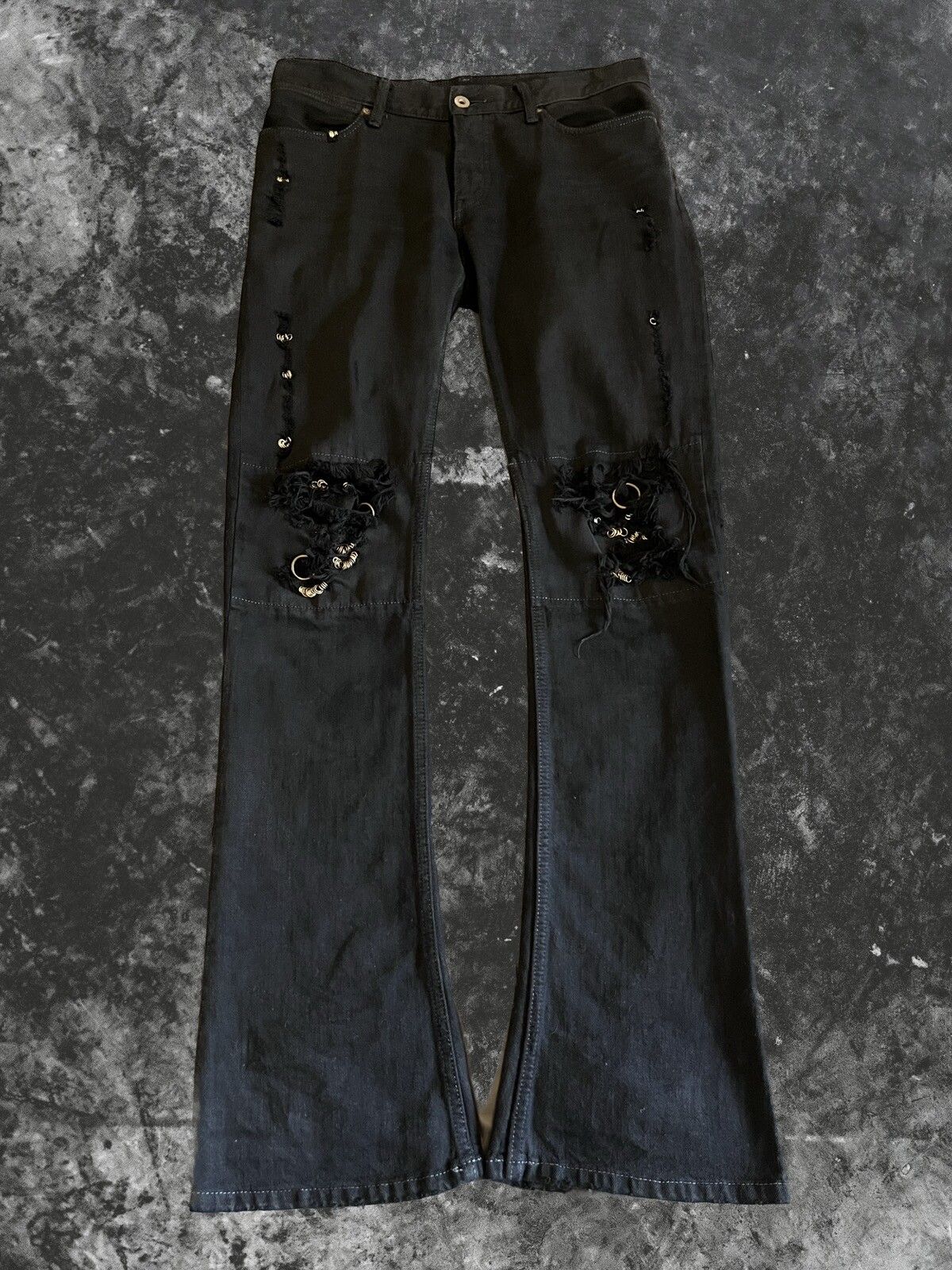 If Six Was Nine IFSIXWASNINE Black dyed Mud Max Pierced Jeans | Grailed