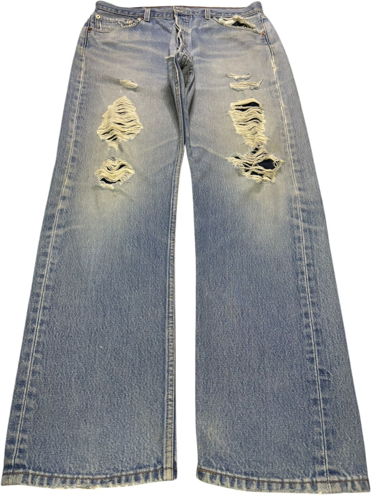 LVC × Levi's × Levi's Vintage Clothing Vintage 90s Levis 501 Mud Wash Distressed Patches Loose Jean Size US 33 - 1 Thumbnail