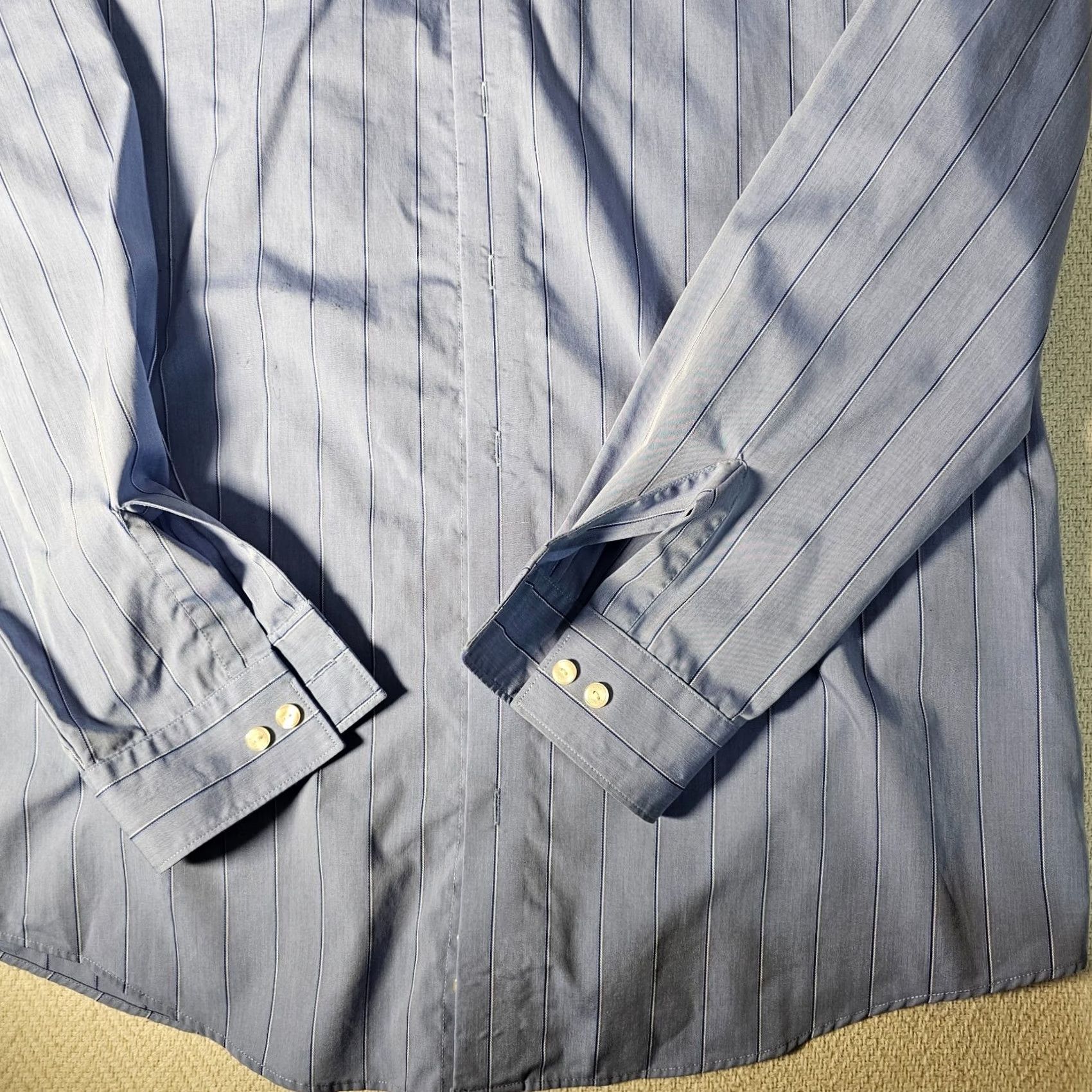 Kenneth Cole Kenneth Cole Reaction Shirt Men Large Blue Stripe Regular Fit Non-Iron Wrinkle Free Casual Dress Shirt Regular Fit Mens Blue Striped Shirt Size US L / EU 52-54 / 3 - 3 Thumbnail