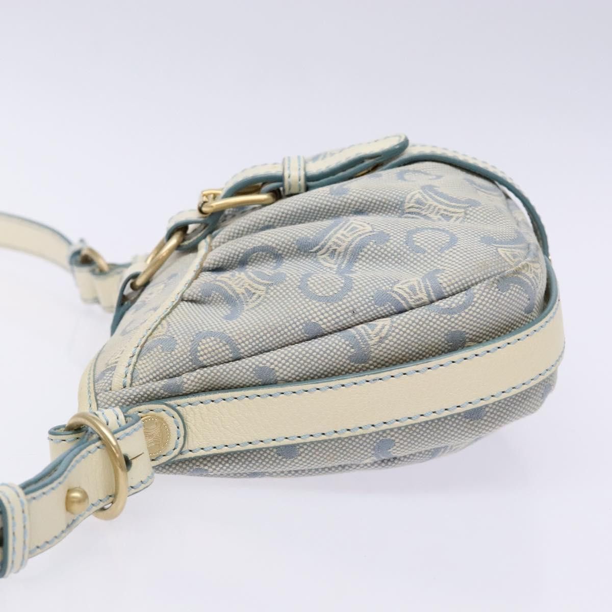 Celine CELINE C Macadam Canvas Shoulder Bag Light Blue Gold Size ONE SIZE - 5 Thumbnail