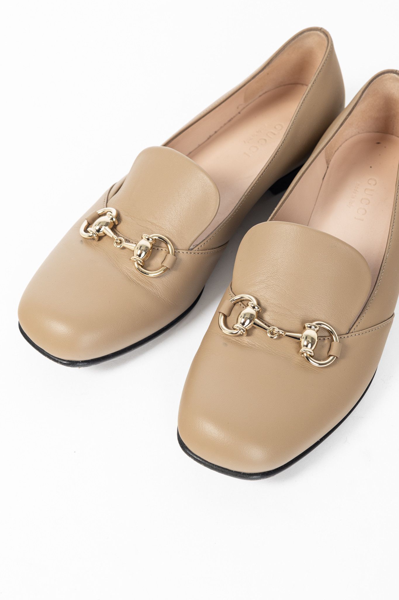 Gucci Gucci Beige Horsebit Leather Loafers Size US 5 / IT 35 - 7 Thumbnail
