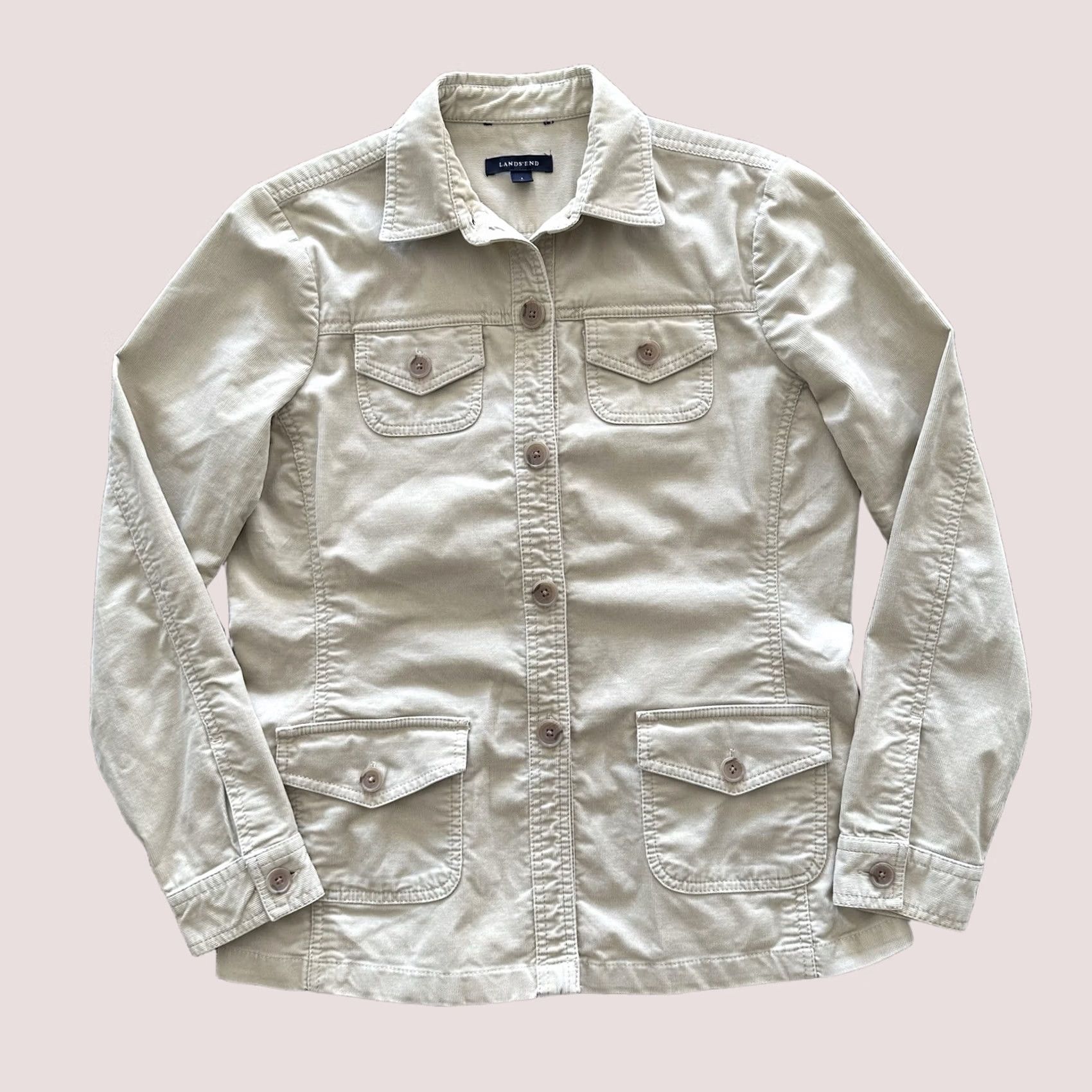 Lands' End Lands' End Jacket Women’s 8 Beige Corduroy Safari Field Button Up Shirt Size M / US 6-8 / IT 42-44 - 1 Thumbnail