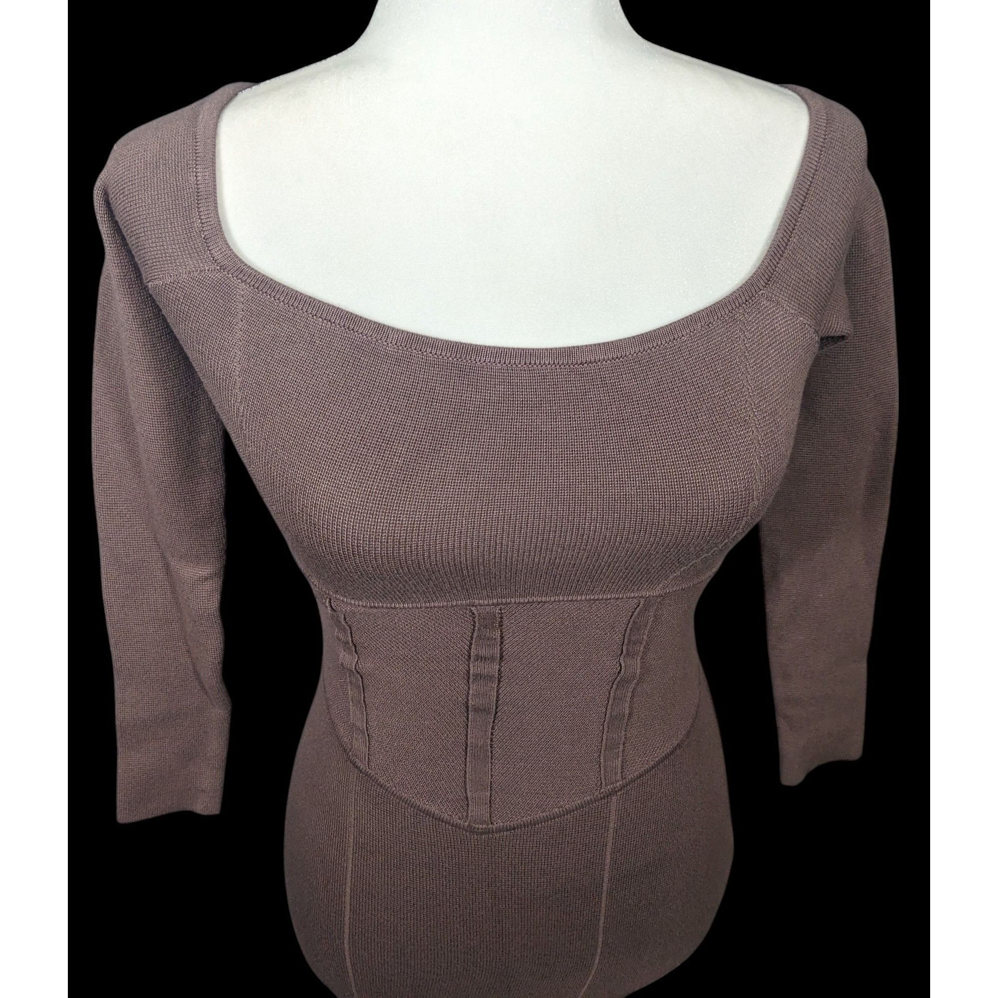 Abercrombie & Fitch Abercrombie & Fitch Black Knit Faux Corset Waist Dress Size Size XS / US 0-2 / IT 36-38 - 3 Thumbnail