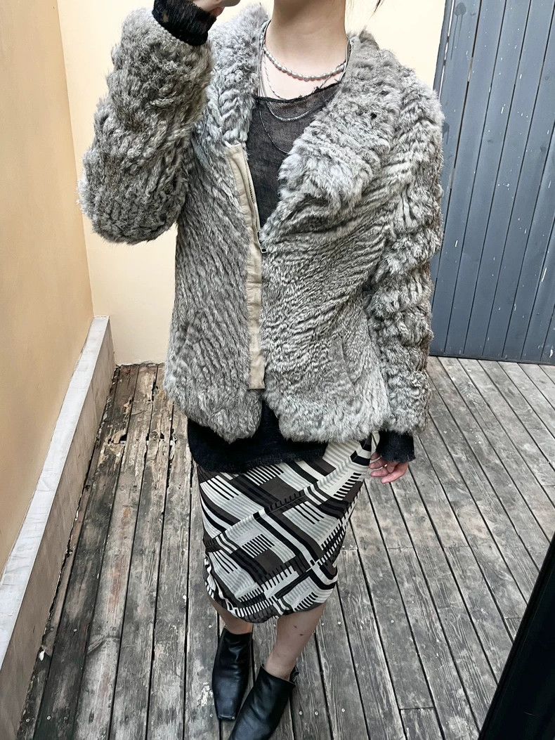 Helmut Lang HELMUT LANG Silver grey rabbit fur overcoat Size M / US 6-8 / IT 42-44 - 3 Thumbnail
