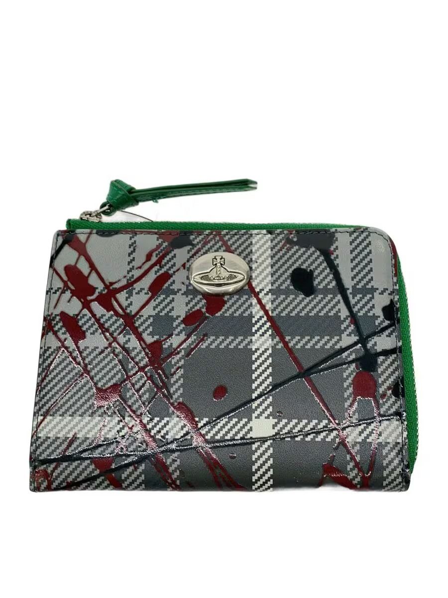 Vivienne Westwood Plaid Paint Splatter Print Orb Zip Wallet Size ONE SIZE - 1 Thumbnail