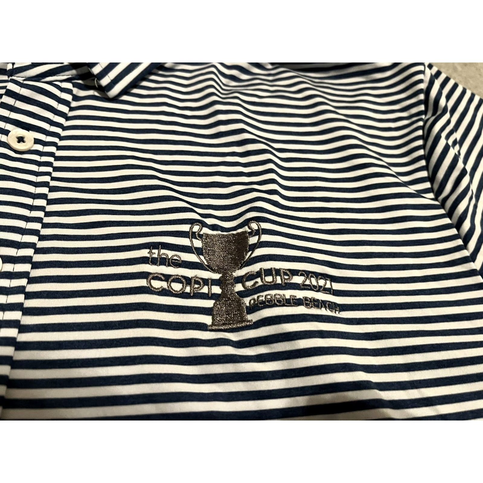 Ralph Lauren Ralph Lauren Polo Golf Shirt Mens Large Blue Striped Short Sleeve Polo Shirt Pebble Beach RLX Size US L / EU 52-54 / 3 - 2 Thumbnail