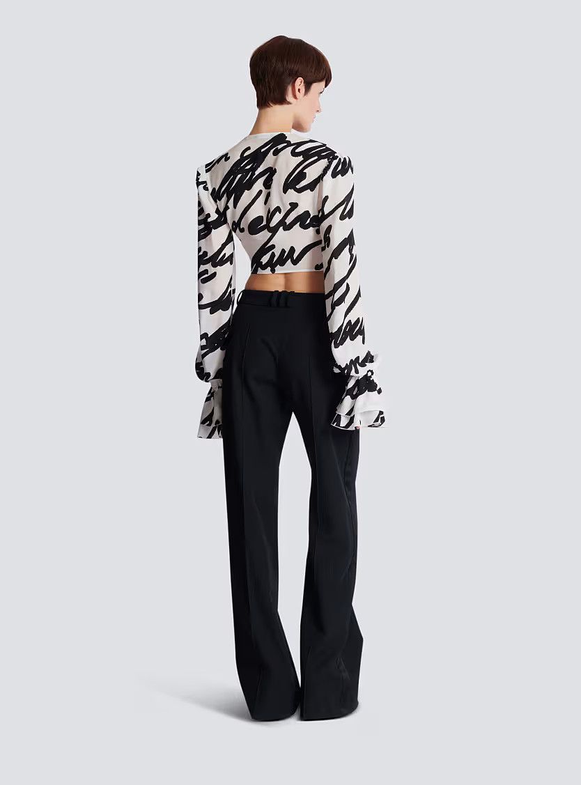 Balmain o1s1wg111225 Love Letter-Print Blouse in White Size XL / US 12-14 / IT 48-50 - 5 Thumbnail