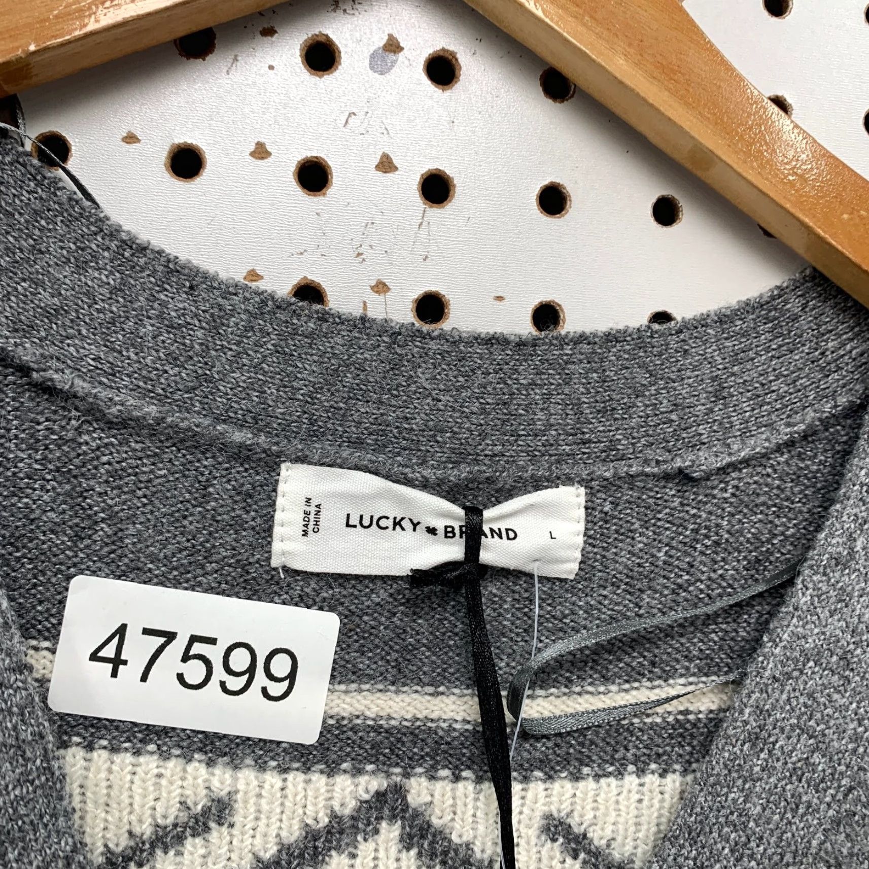 Lucky Brand Lucky Brand Sweater Dress Women's L Gray Knit Belted Nordic Fair Isle NWT Size L / US 10 / IT 46 - 3 Thumbnail
