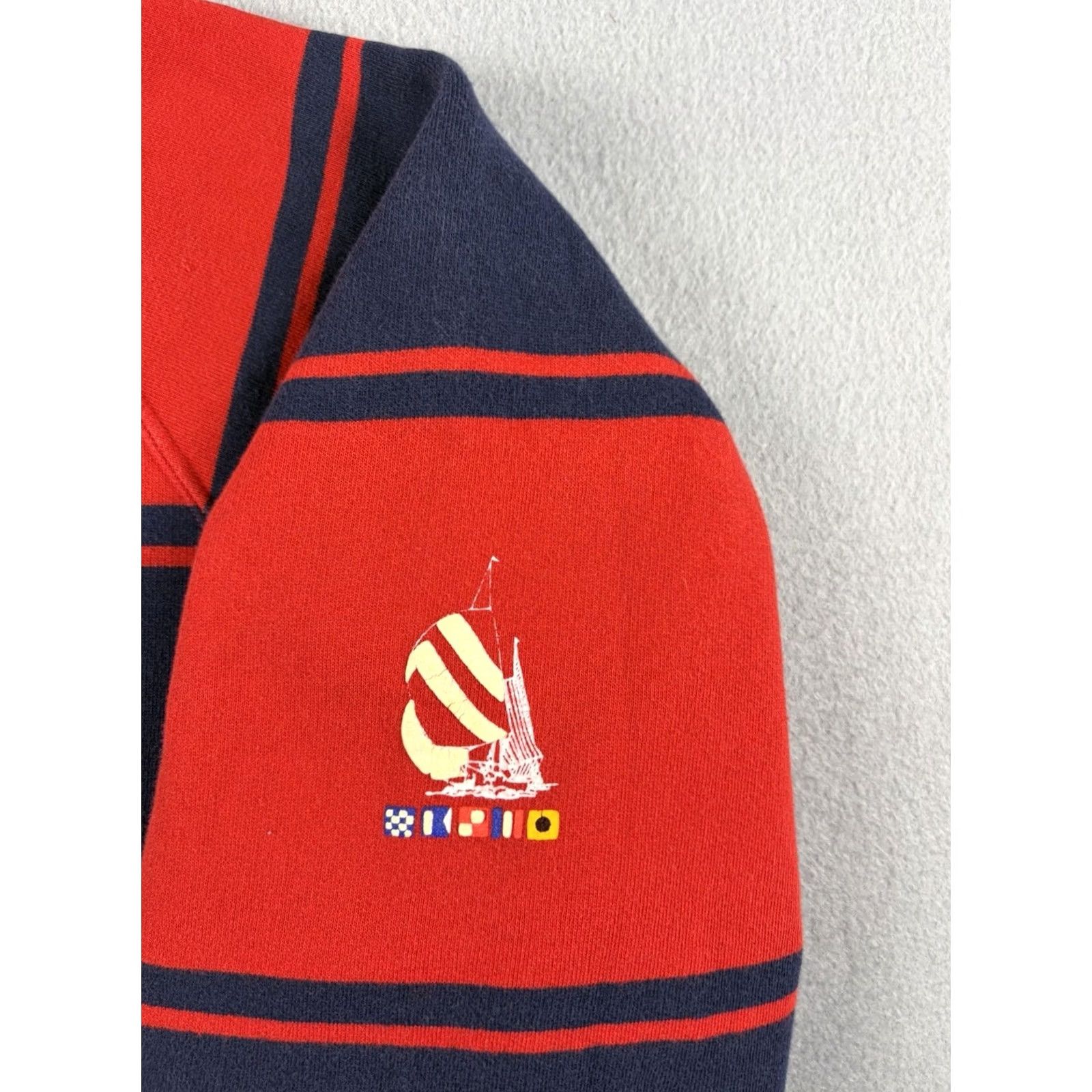 Nautica VINTAGE Nautica Sweatshirt Crewneck Striped Blue Red 90s M Men Little Holes Included Size US M / EU 48-50 / 2 - 3 Thumbnail