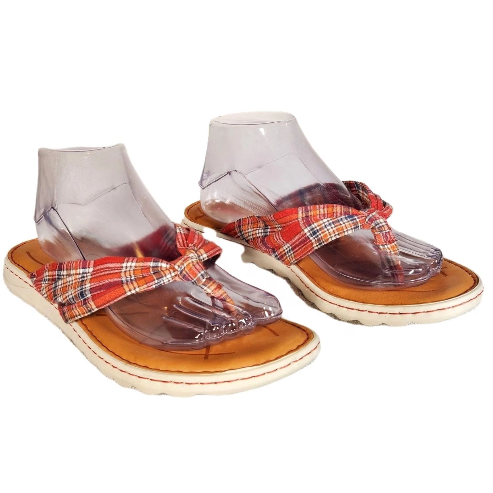 Vintage Børn Tide Plaid Fabric Thong Flip Flops Sandals Women's Size US 9.5 Multi 6899690 Size US 10 / IT 40 - 2 Thumbnail