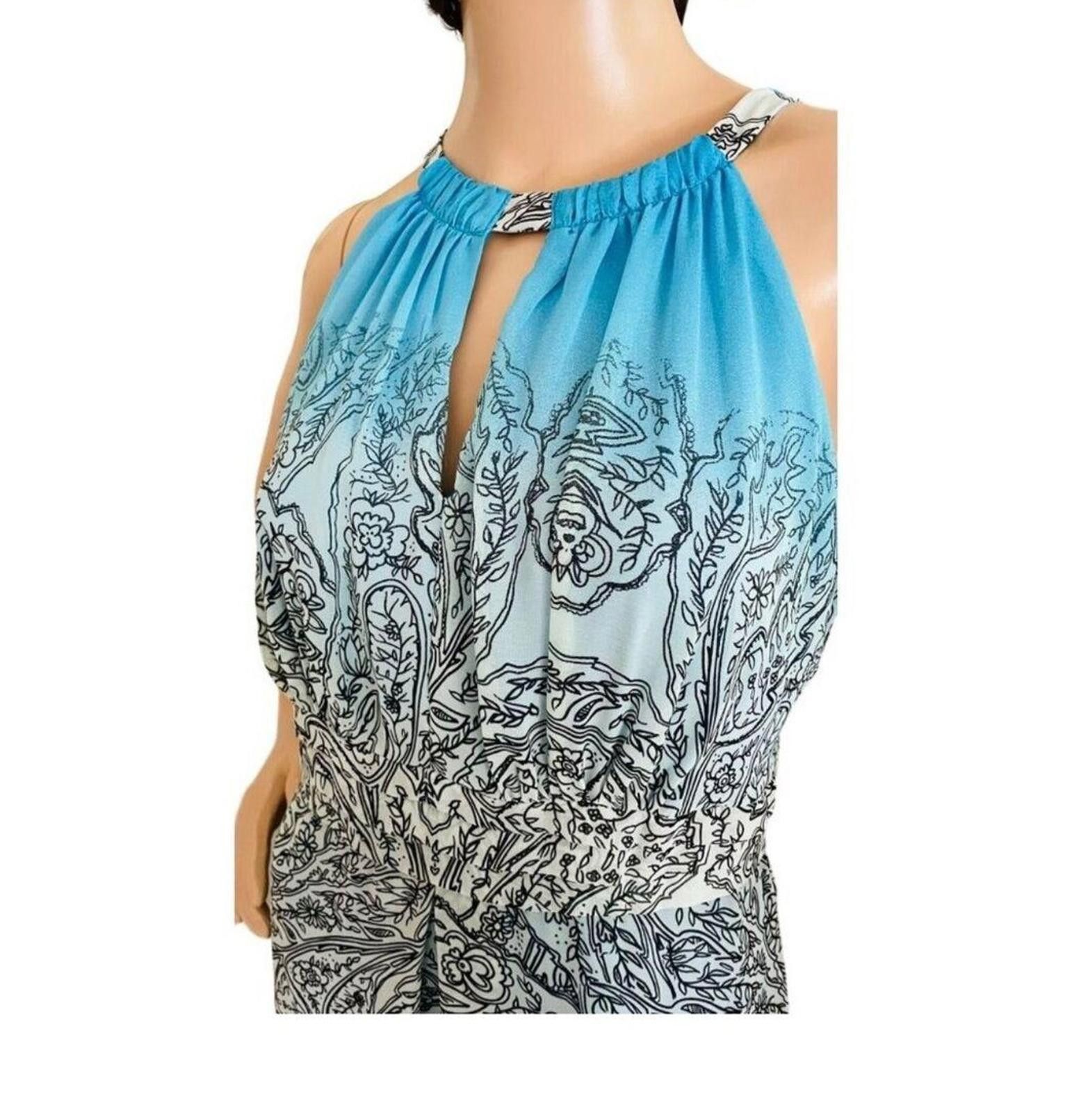 Designer Emma & Michele Blue & White Paisley Maxi Dress Size 16 Size XXL / US 16-18 / IT 52-54 - 6 Thumbnail