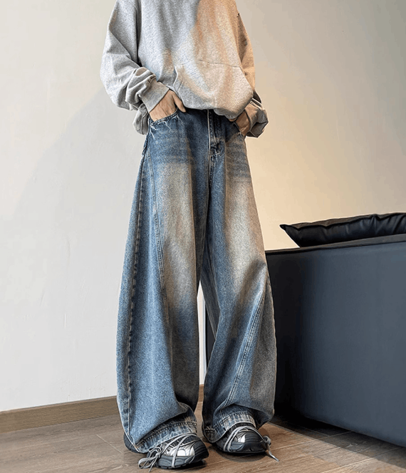 Japanese Brand Men's straight loose hip-hop wide-leg scimitar jeans Size US 32 / EU 48 - 1 Thumbnail