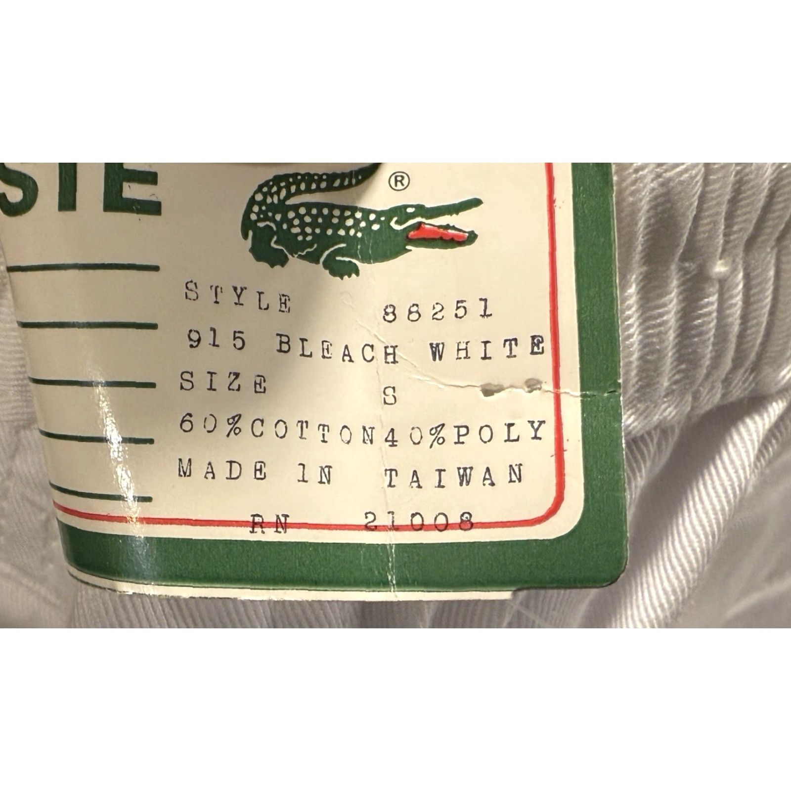 Izod VINTAGE Izod Lacoste Pants Chino White Solid Drawstring Elastic Waist Men Size S Straight Leg 35.5 in Inseam Mens Size US 29 - 8 Thumbnail