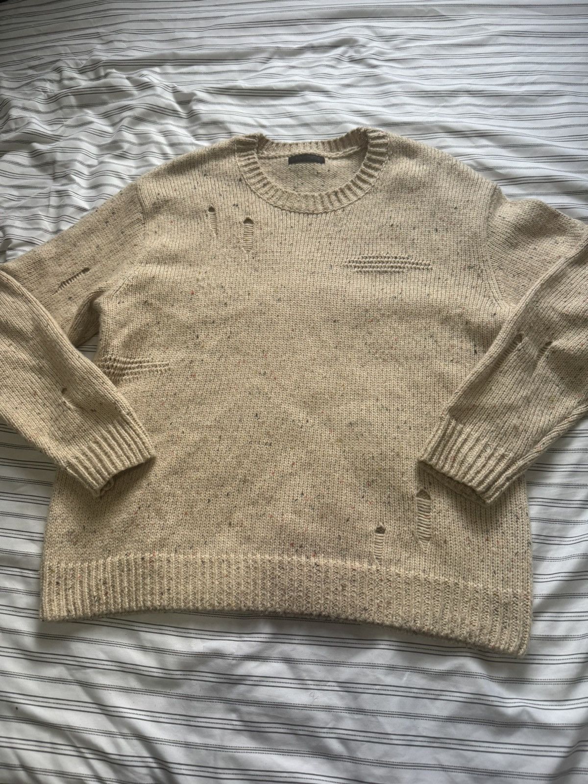 Zara Zara Tan Crewneck Sweater with Distressed Detailing Size US M / EU 48-50 / 2 - 3 Thumbnail