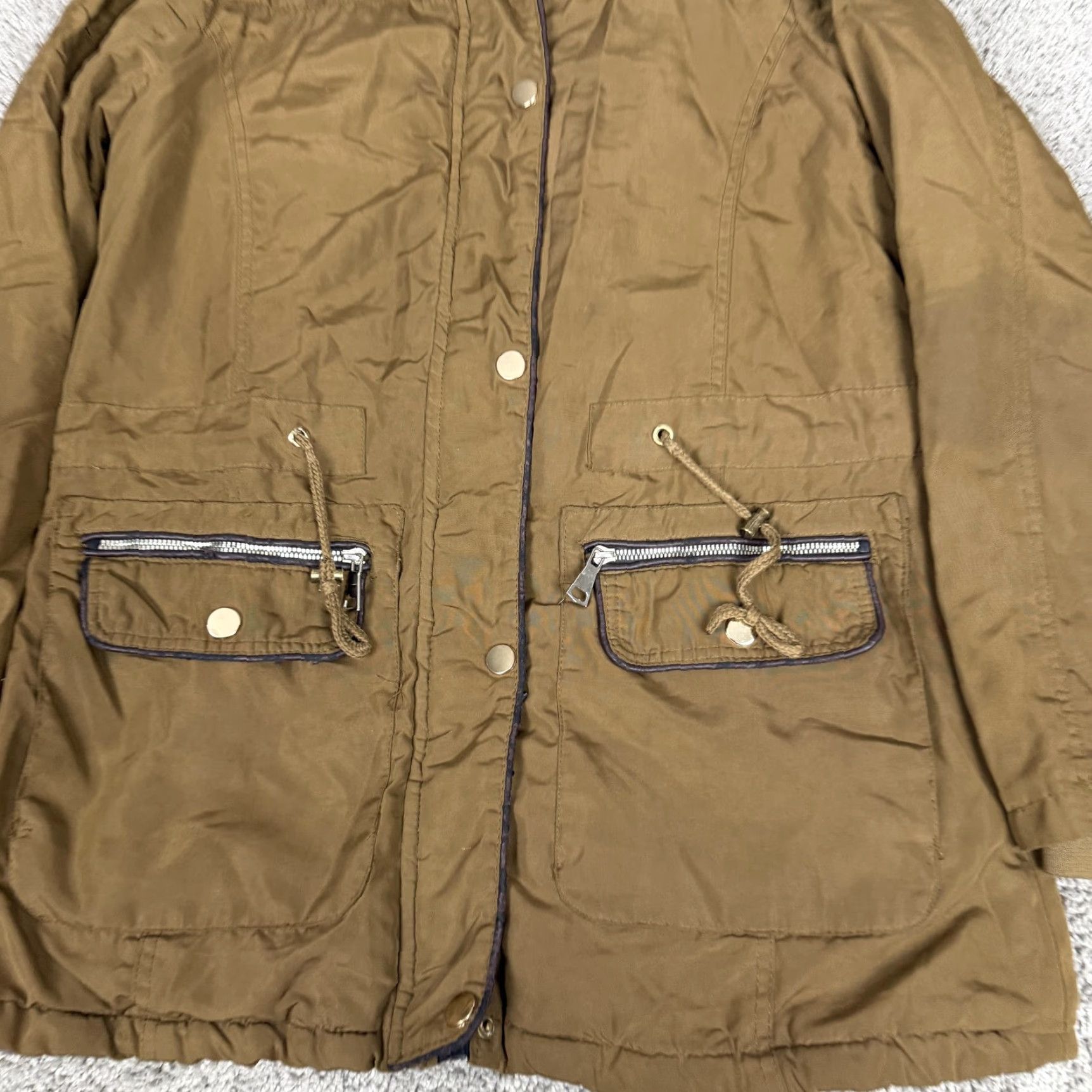 Vintage VINTAGE? Greenlander Coat Womens Large Brown Hooded Faux Fur Parka Full Zip Pockets Size L / US 10 / IT 46 - 3 Thumbnail