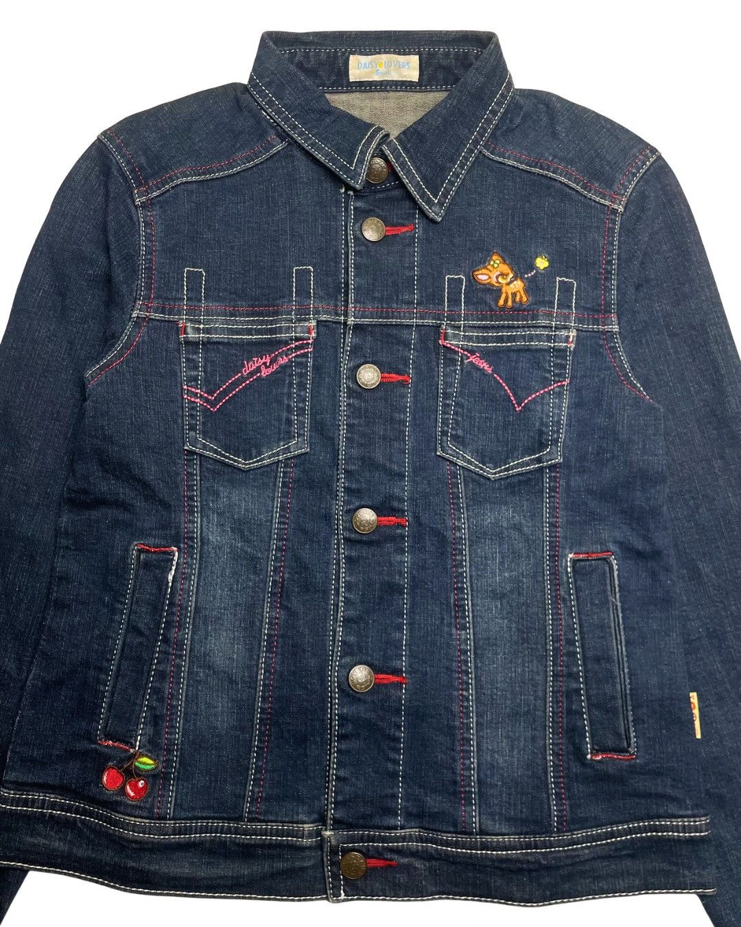 Japanese Brand Daisy Lovers Dark Wash Denim Jacket Size XS / US 0-2 / IT 36-38 - 10 Thumbnail