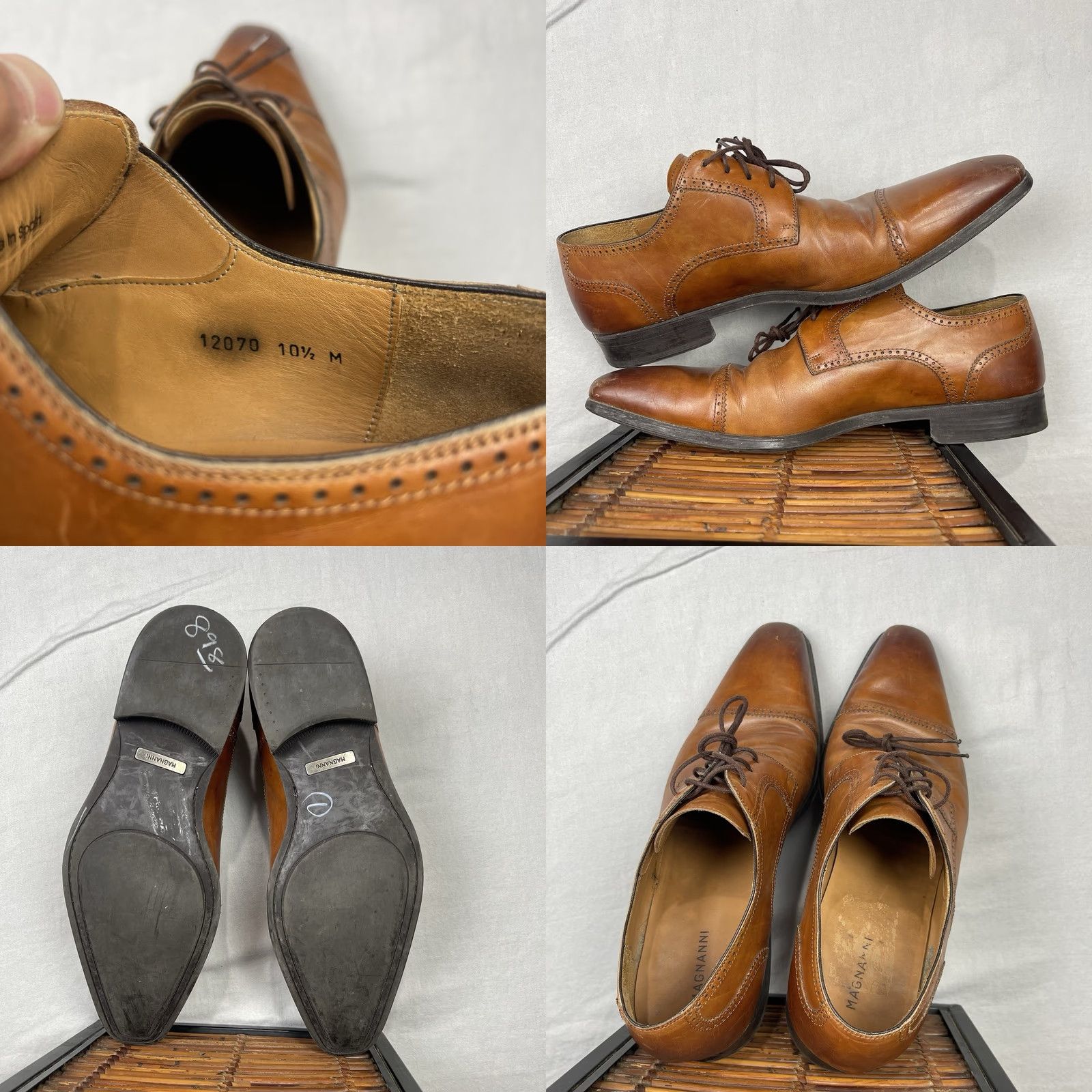 Magnanni Magnanni Carlito Shoes Mens 10.5 Brown Oxford Derby Cap Toe Made in Spain 12070 Size ONE SIZE - 9 Thumbnail