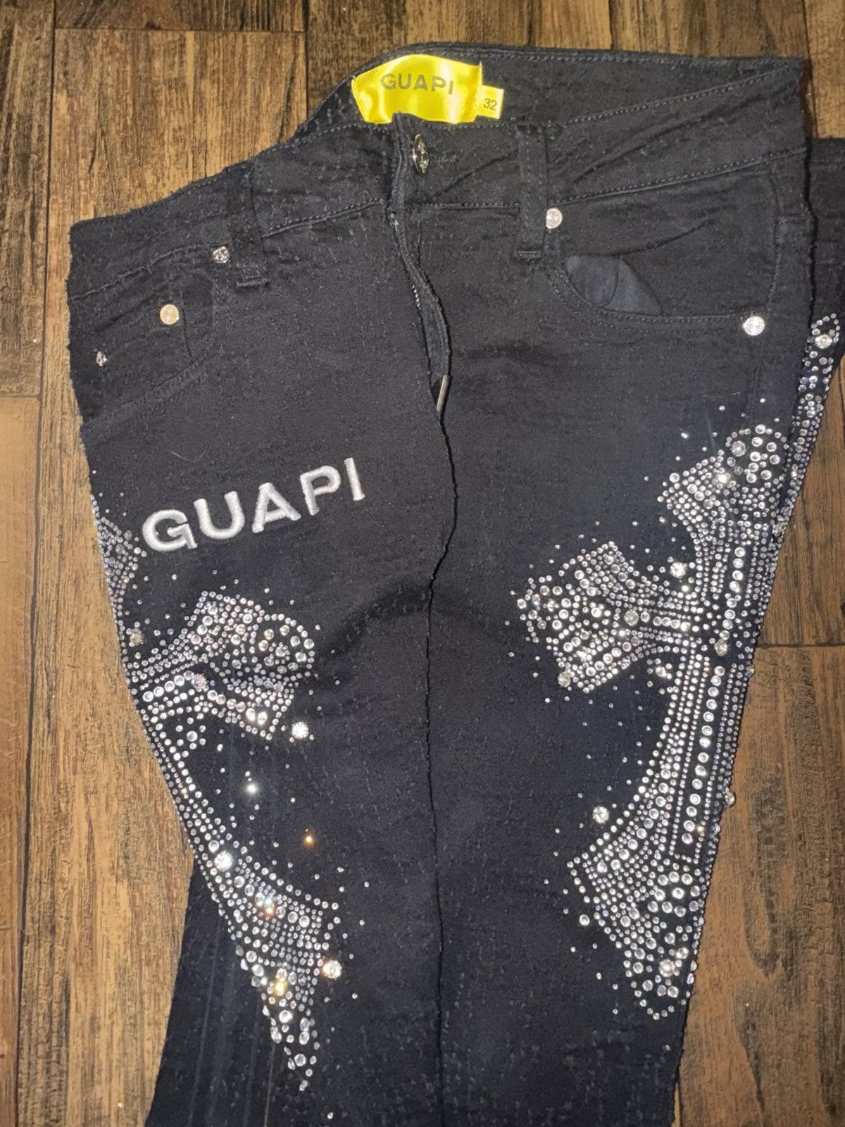 GUAPI Guapi Vintage Black Distressed Cross Denim Size US 32 / EU 48 - 1 Thumbnail